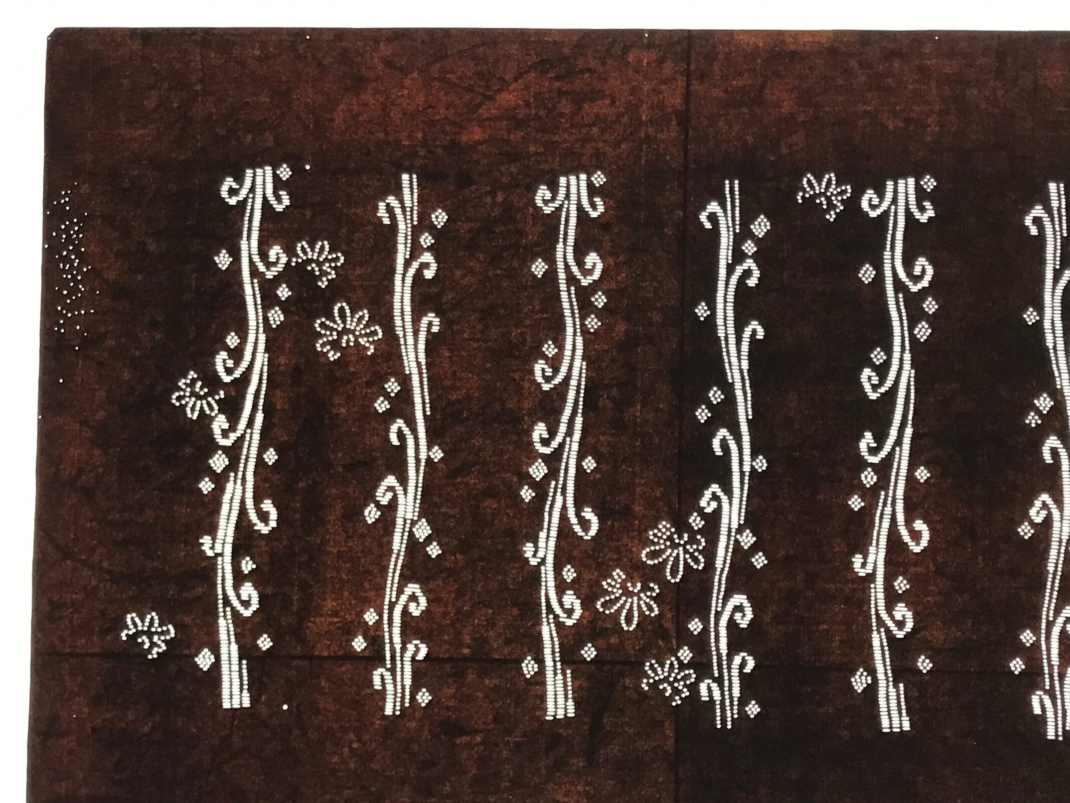 Antique Japanese Ise Katagami Paper Kimono Stencil Katazome Floral Leaves A865