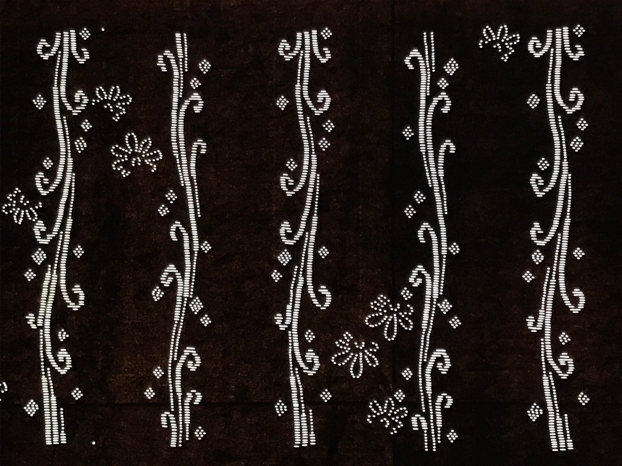 Antique Japanese Ise Katagami Paper Kimono Stencil Katazome Floral Leaves A865