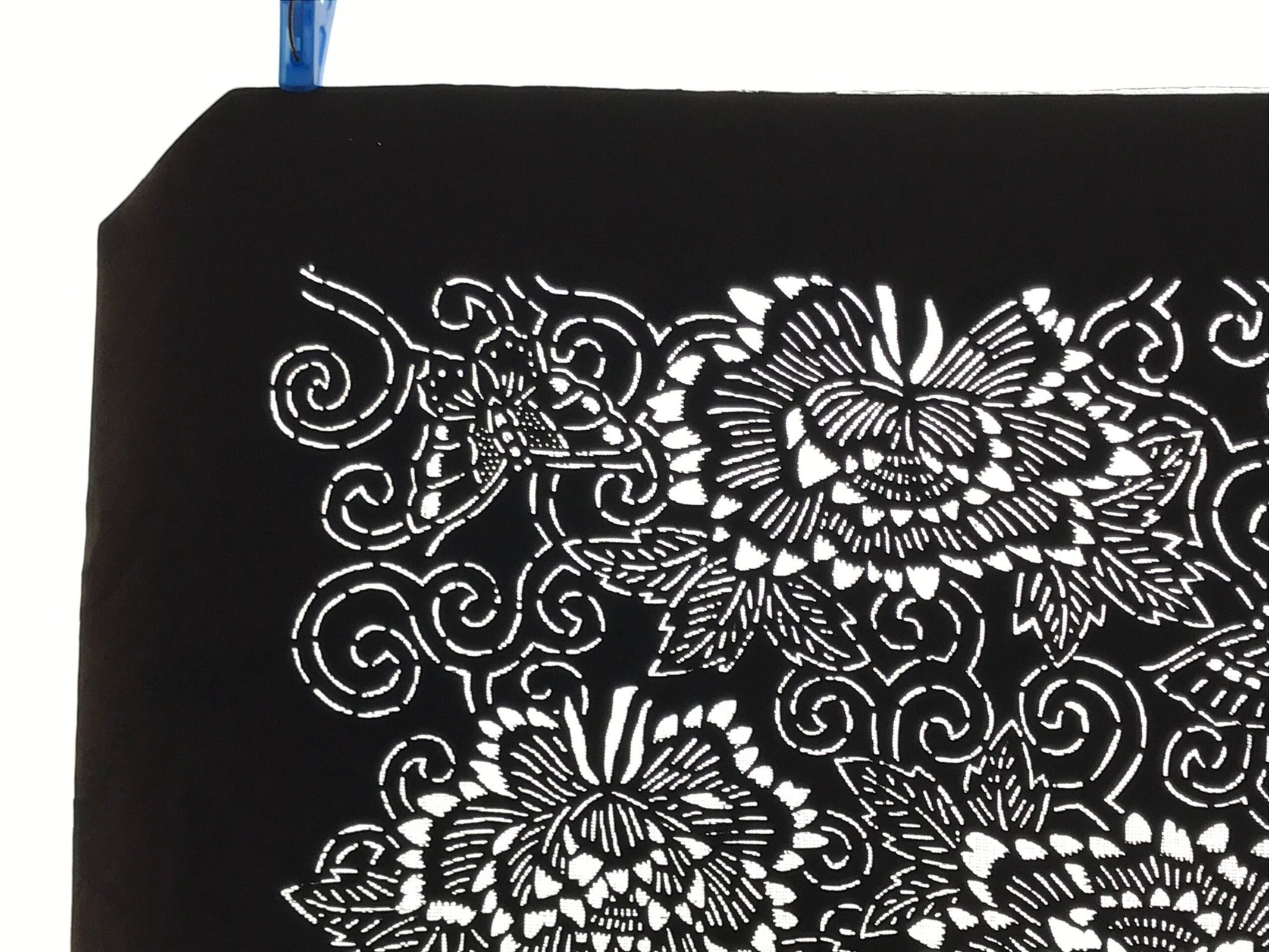 Antique Japanese Katagami Paper Kimono Stencil Butterfly Peony Flower Botan A770