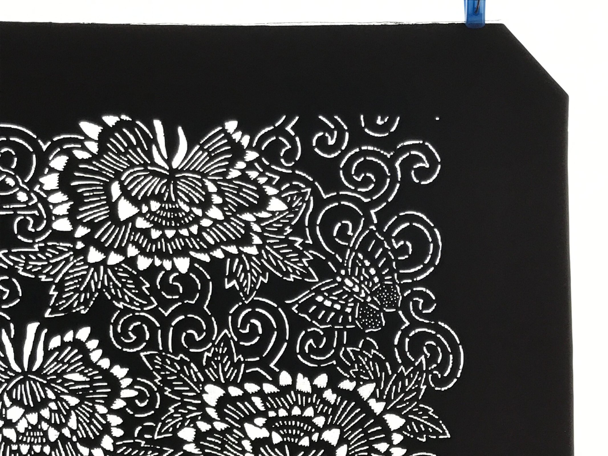 Antique Japanese Katagami Paper Kimono Stencil Butterfly Peony Flower Botan A770