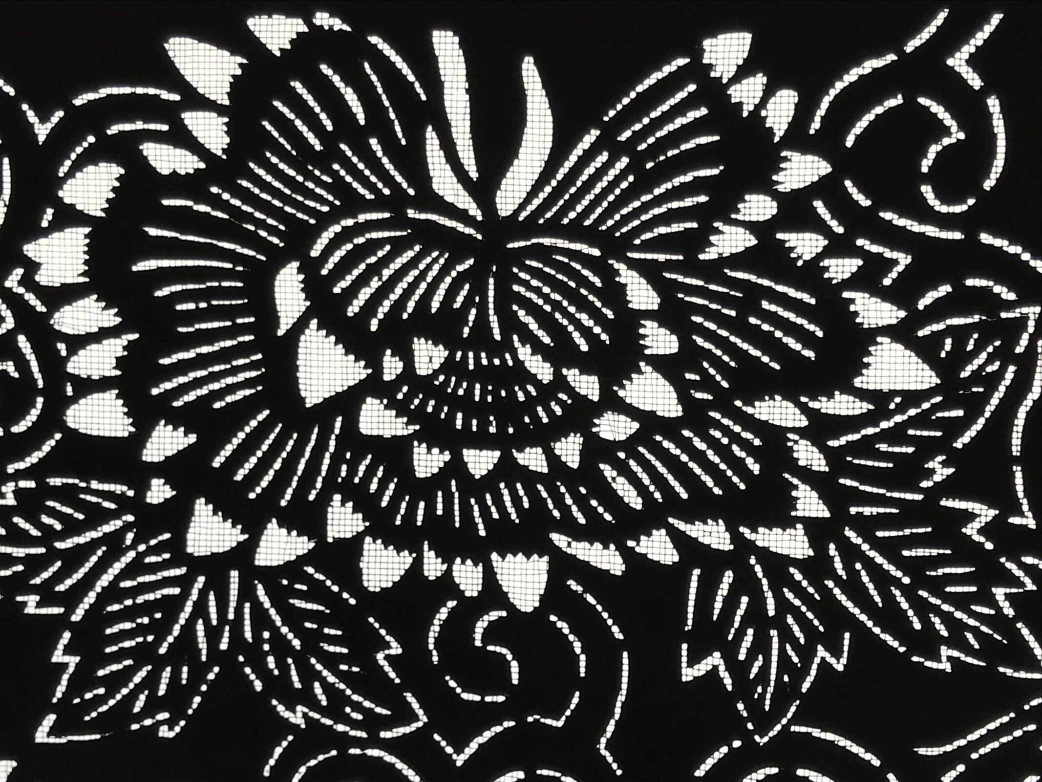 Antique Japanese Katagami Paper Kimono Stencil Butterfly Peony Flower Botan A770