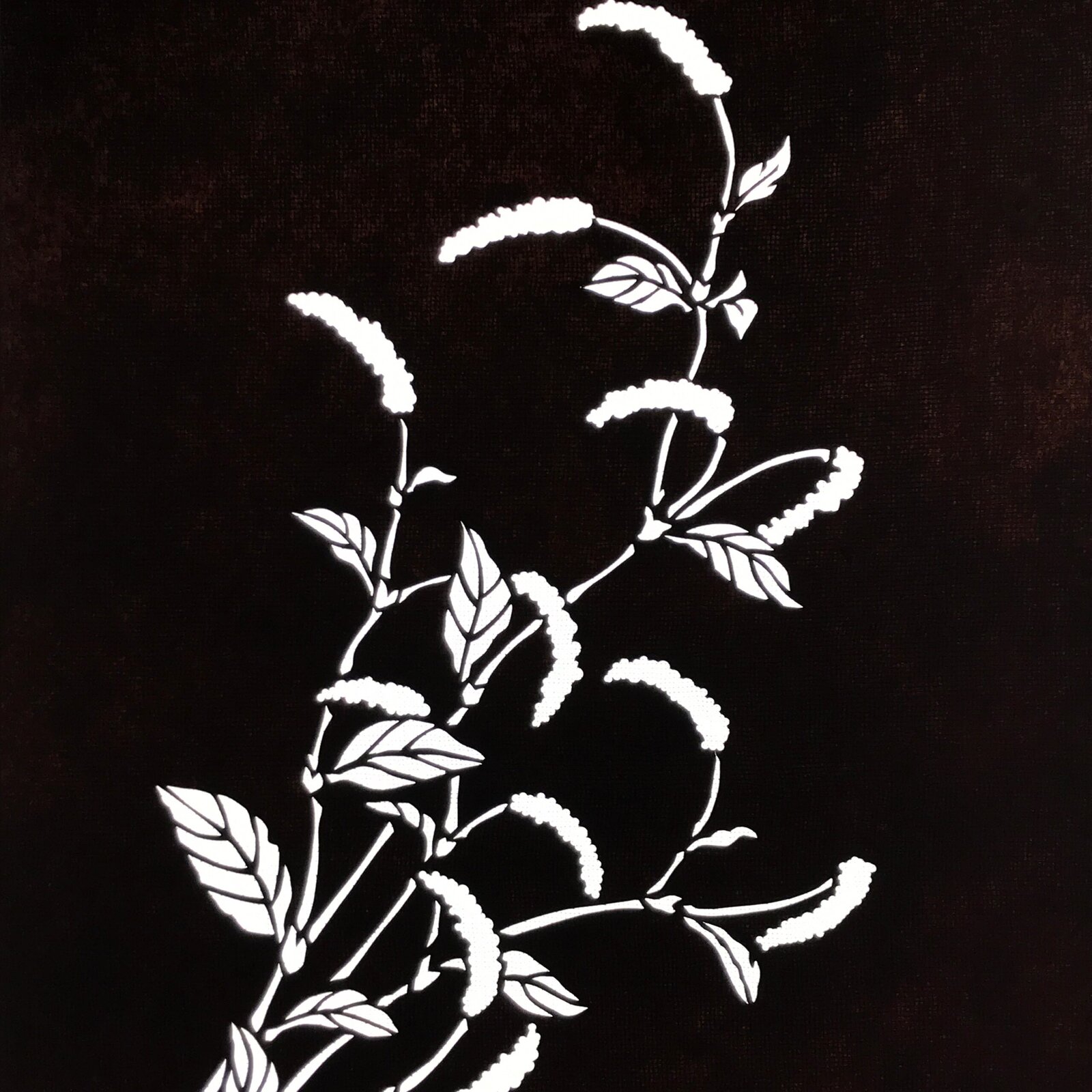 Antique Japanese Katagami Paper Kimono Stencil Chenille Plant Benihimonoki A801