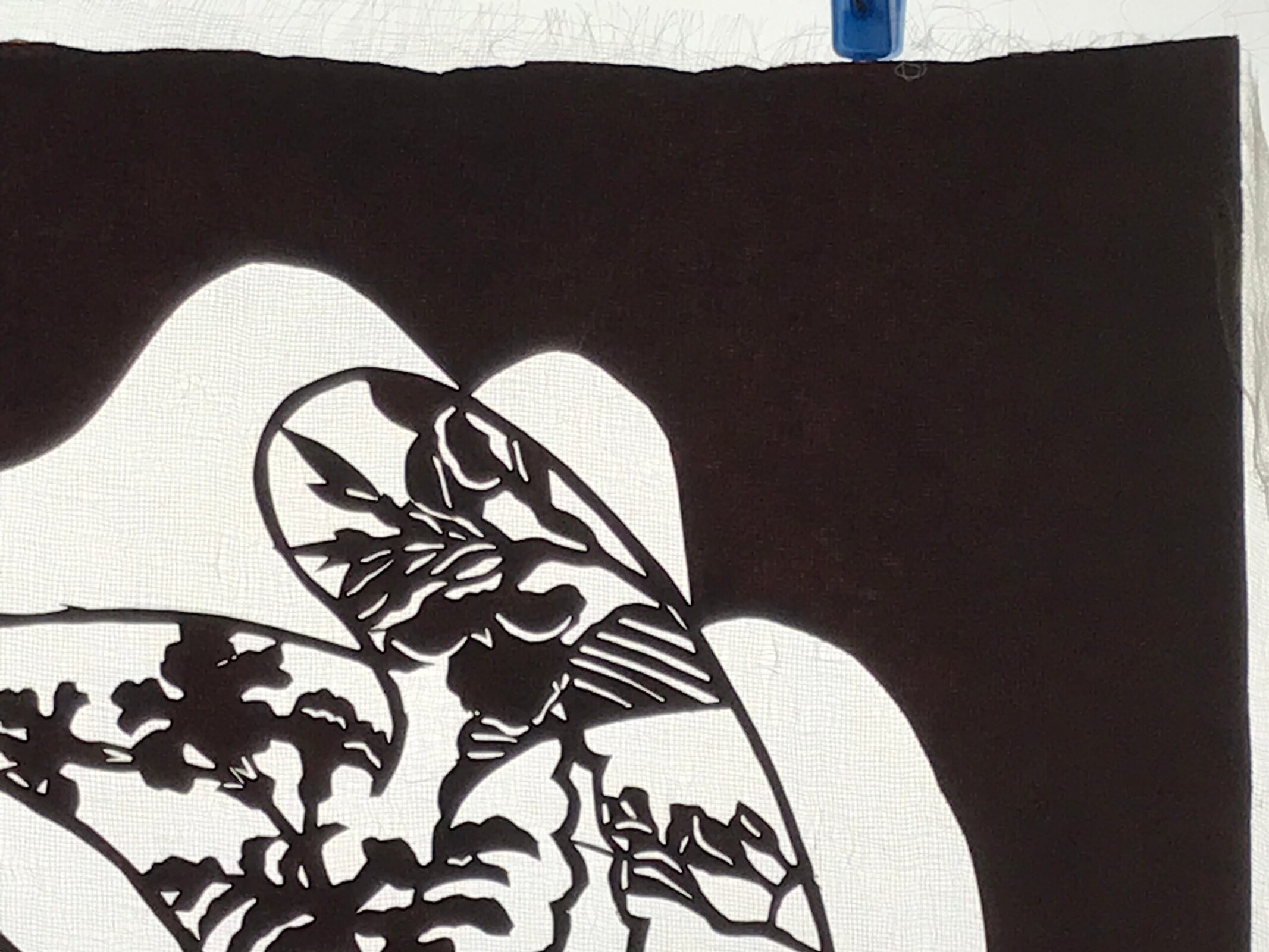 Antique Japanese Katagami Paper Kimono Stencil Katazome Bird Floral Pattern A771