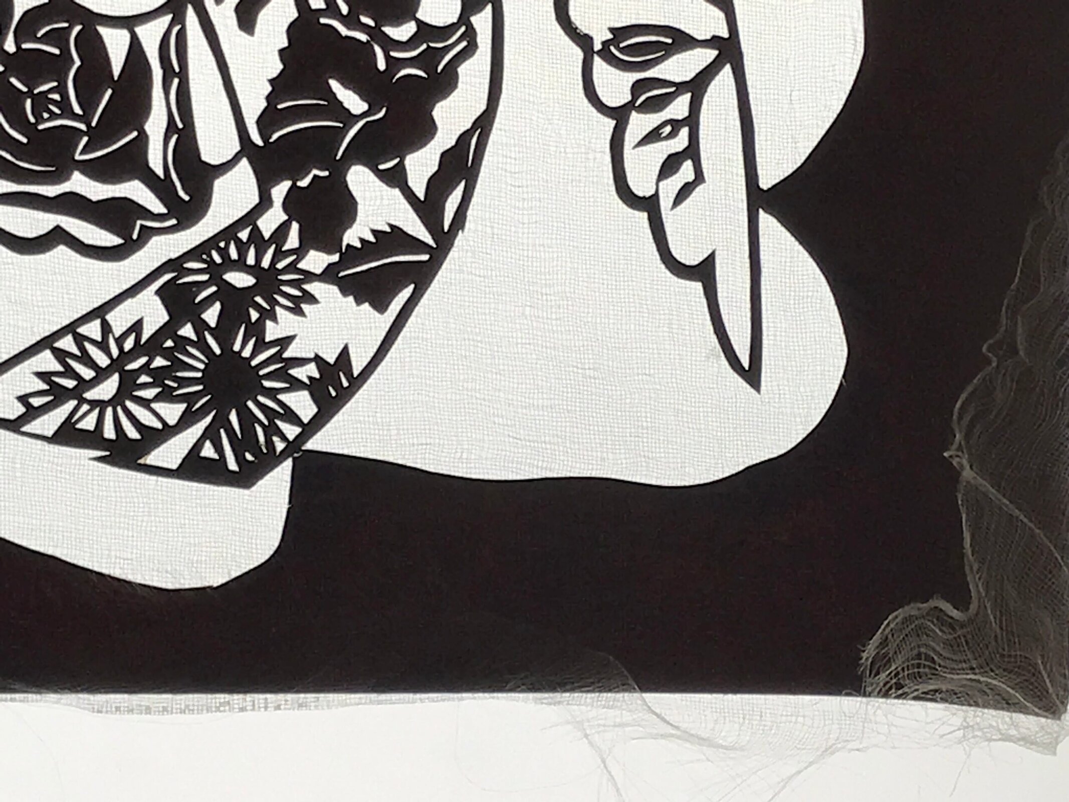 Antique Japanese Katagami Paper Kimono Stencil Katazome Bird Floral Pattern A771