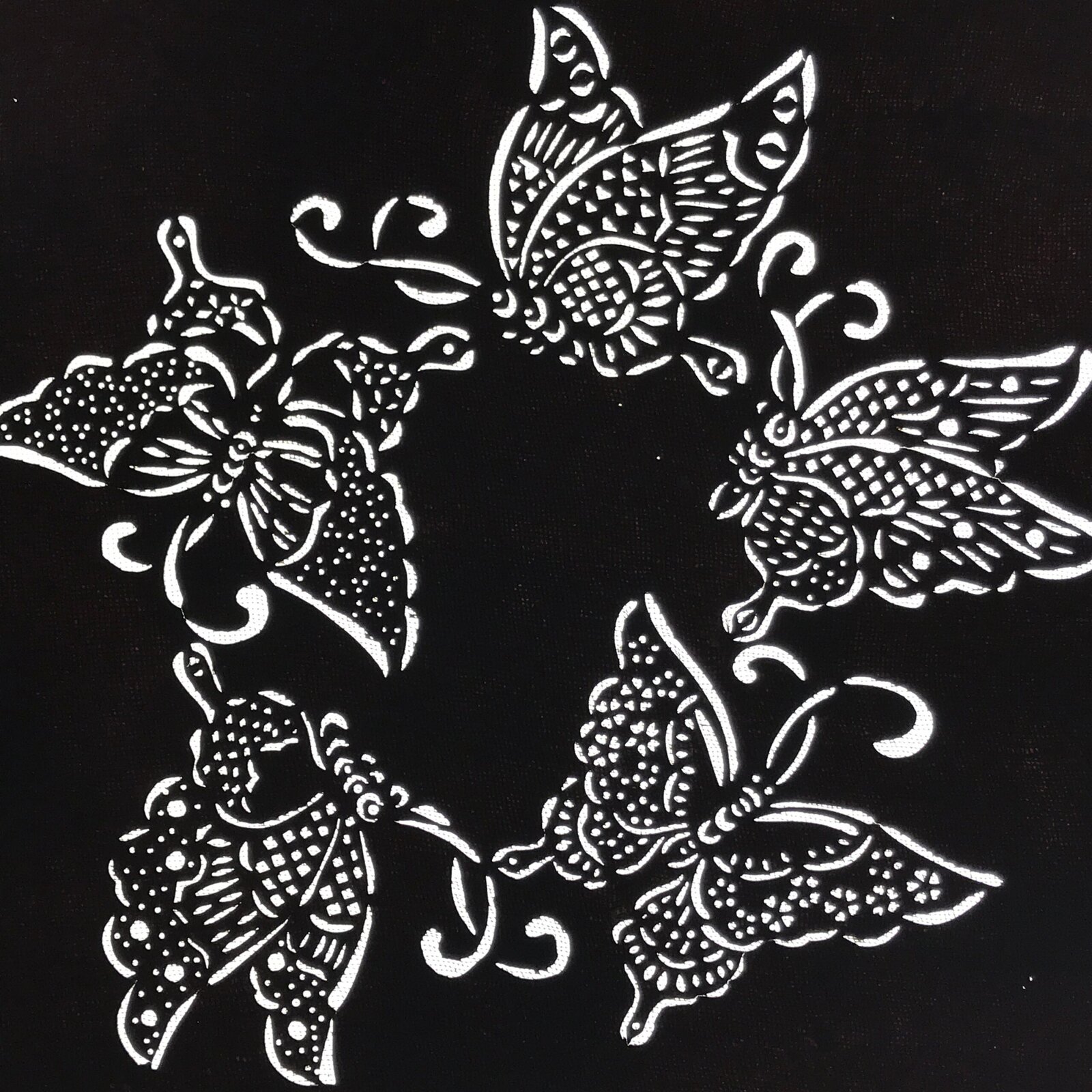 Antique Japanese Katagami Paper Kimono Stencil Katazome Butterfly Design A779