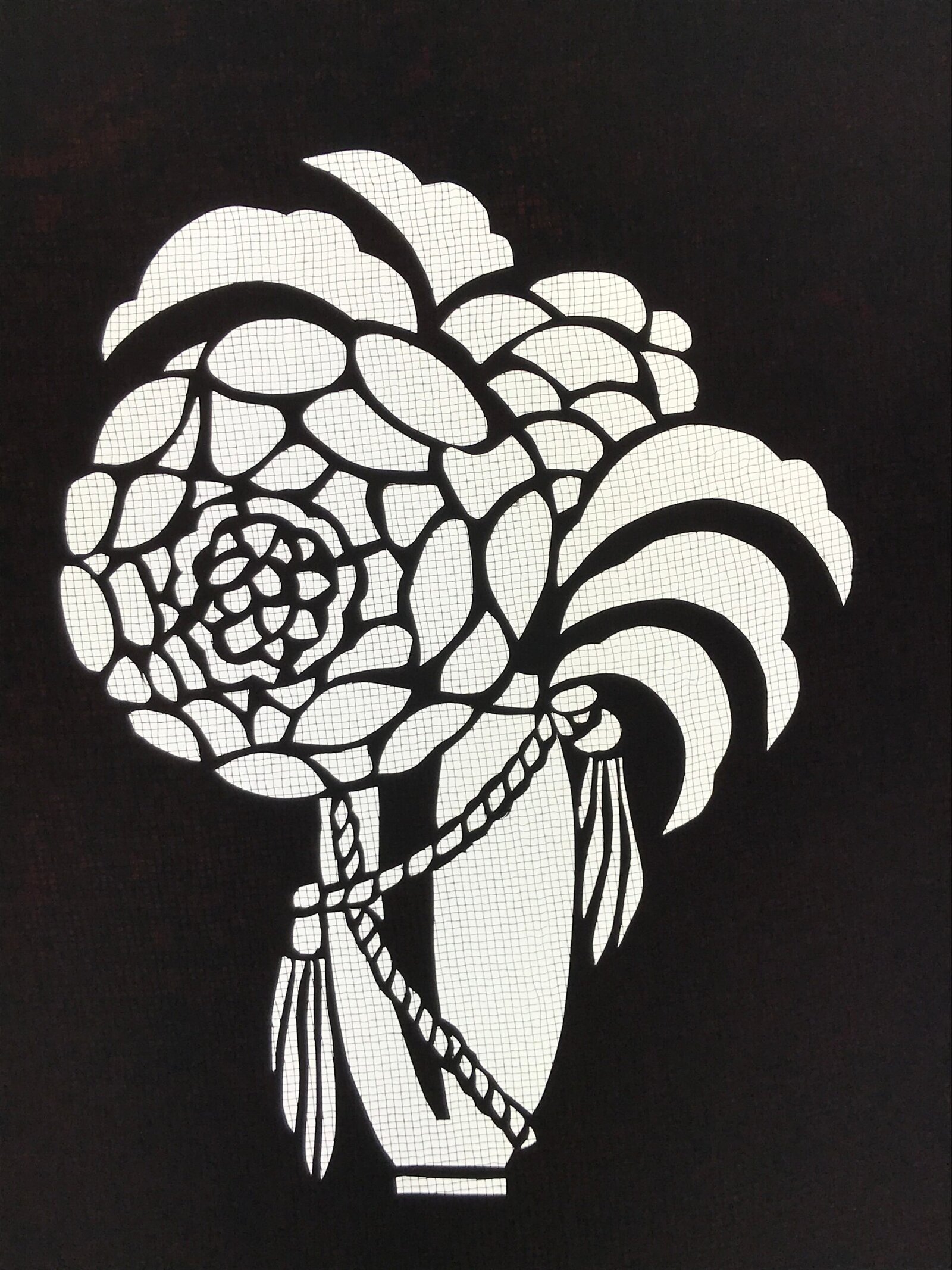 Antique Japanese Katagami Paper Kimono Stencil Katazome Chrysanthemum Kiku A776