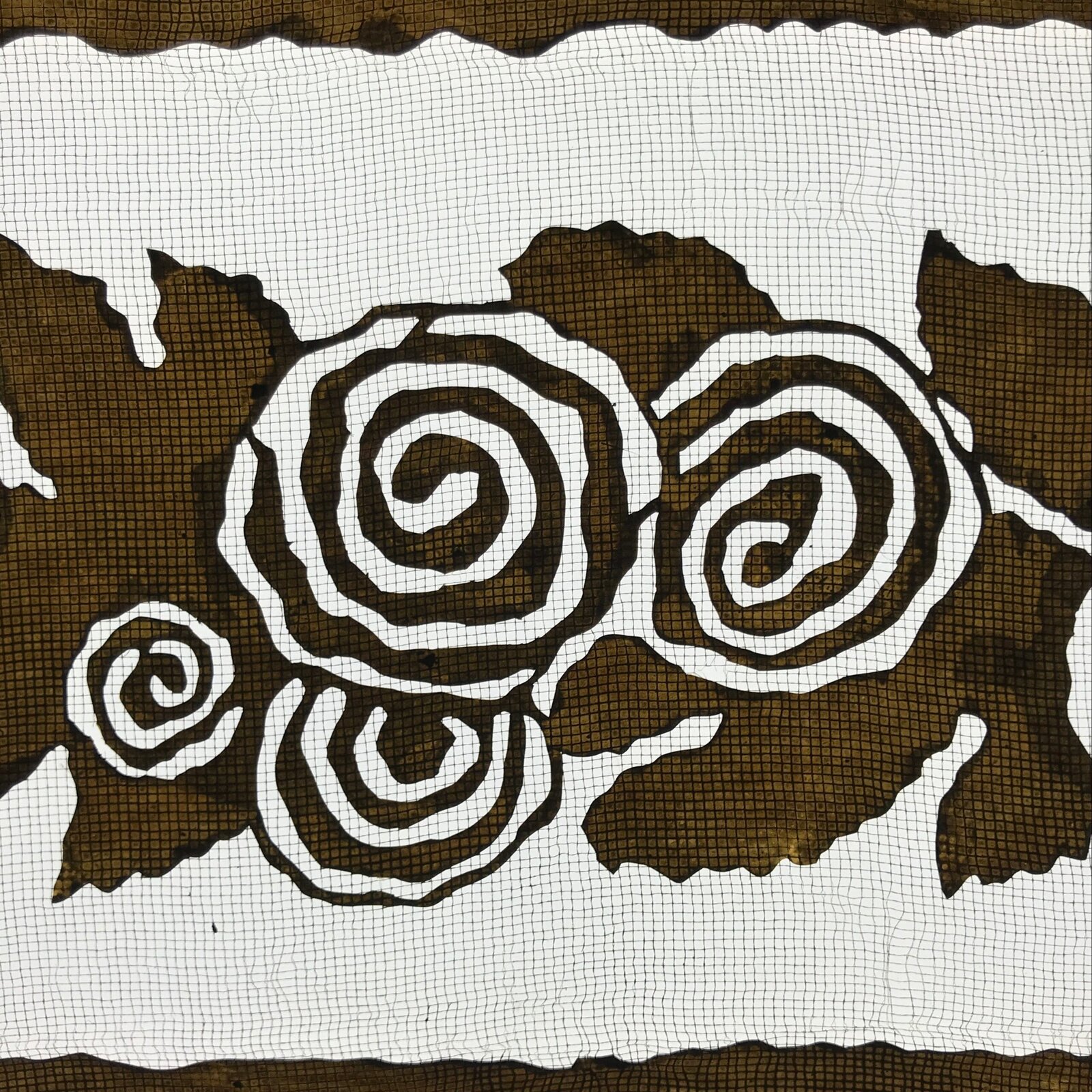 Antique Japanese Katagami Paper Kimono Stencil Katazome Curled Roses Bara A795