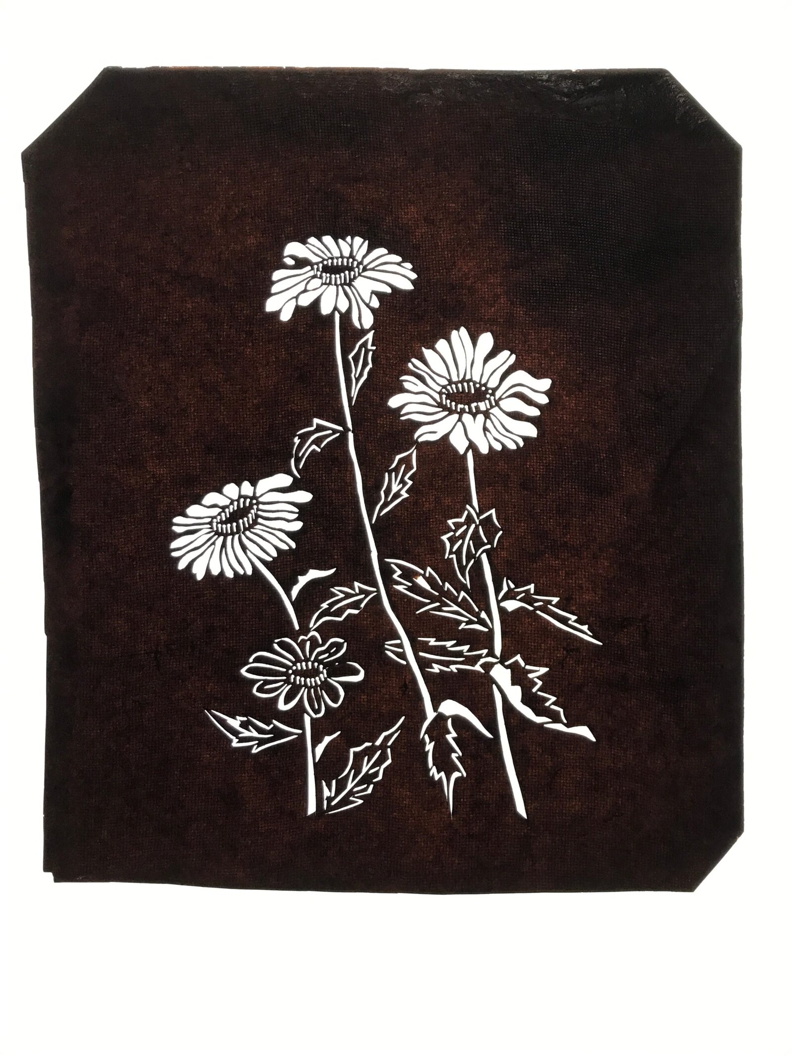 Antique Japanese Katagami Paper Kimono Stencil Katazome Daisies Hinagiku A798