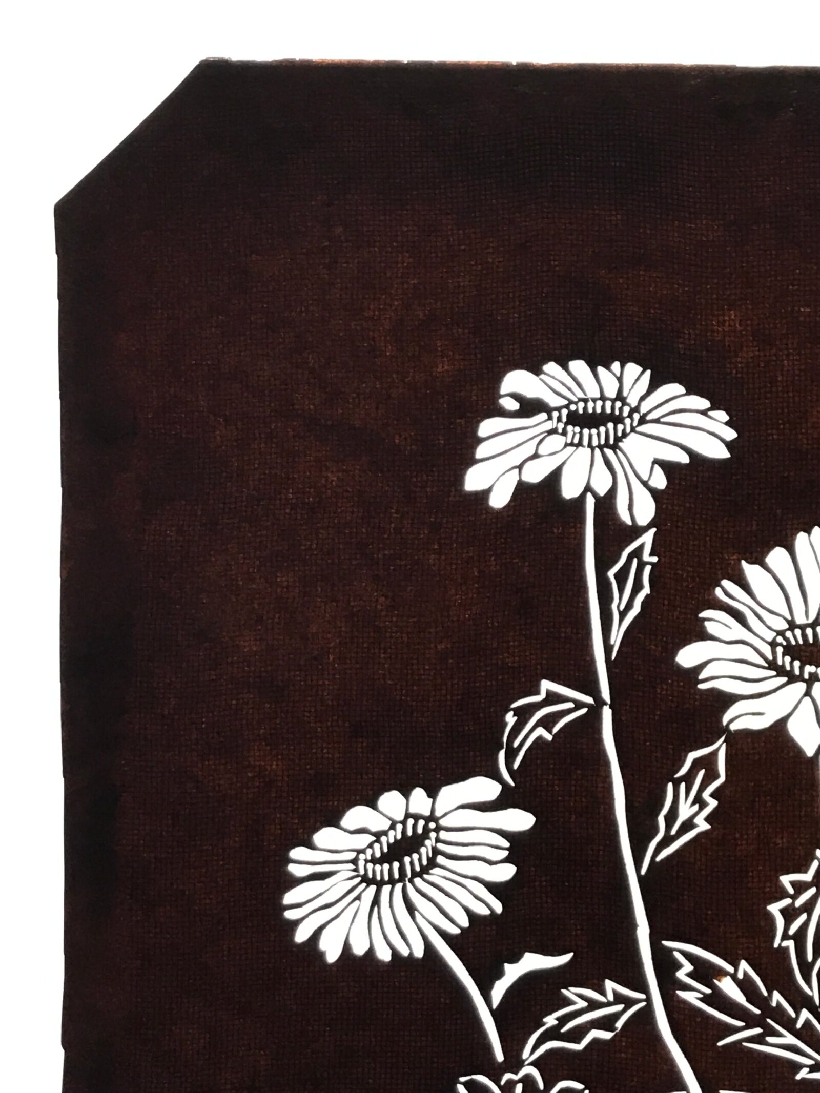 Antique Japanese Katagami Paper Kimono Stencil Katazome Daisies Hinagiku A798