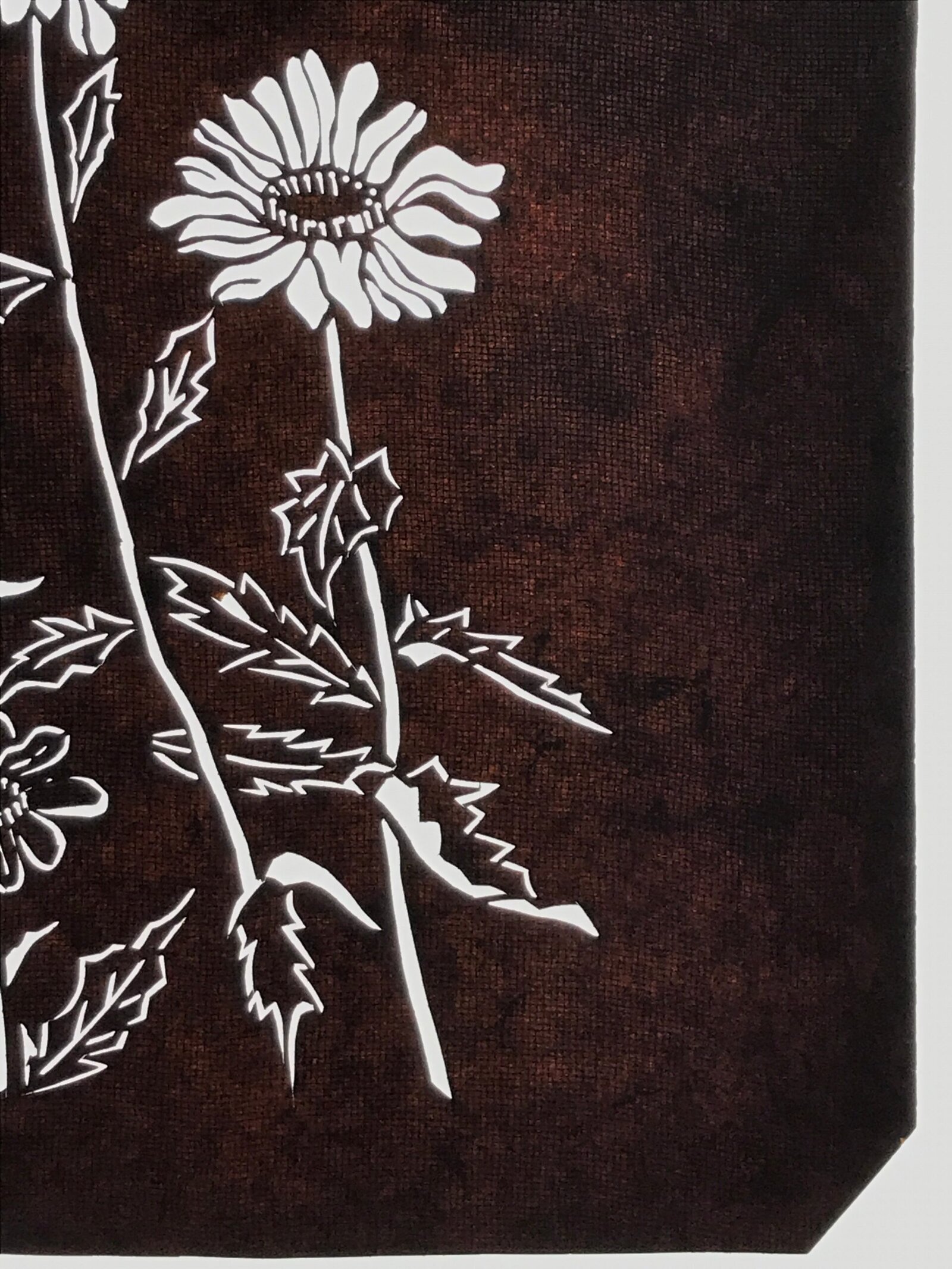 Antique Japanese Katagami Paper Kimono Stencil Katazome Daisies Hinagiku A798