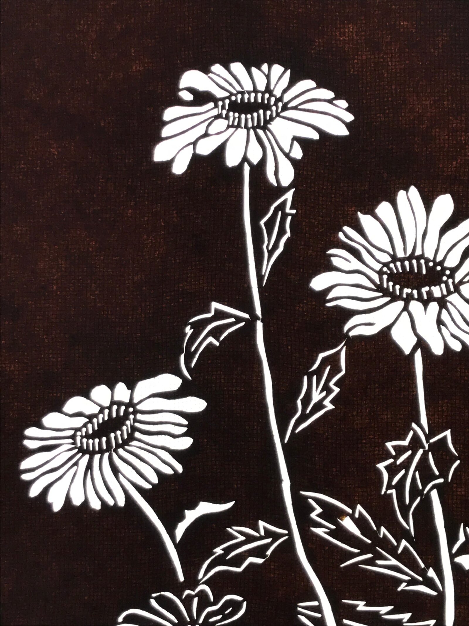 Antique Japanese Katagami Paper Kimono Stencil Katazome Daisies Hinagiku A798