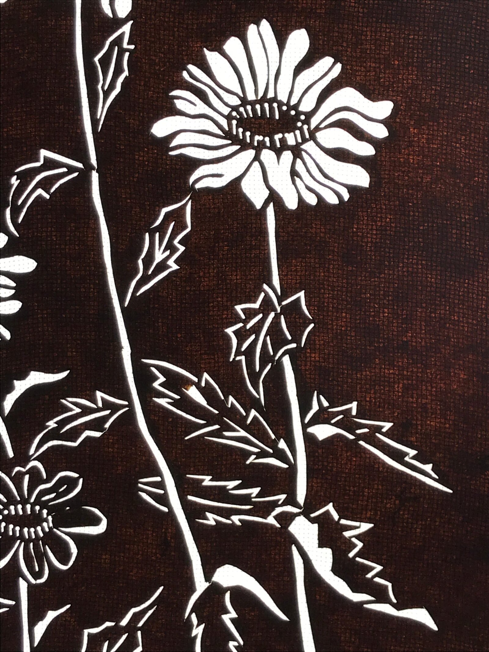 Antique Japanese Katagami Paper Kimono Stencil Katazome Daisies Hinagiku A798