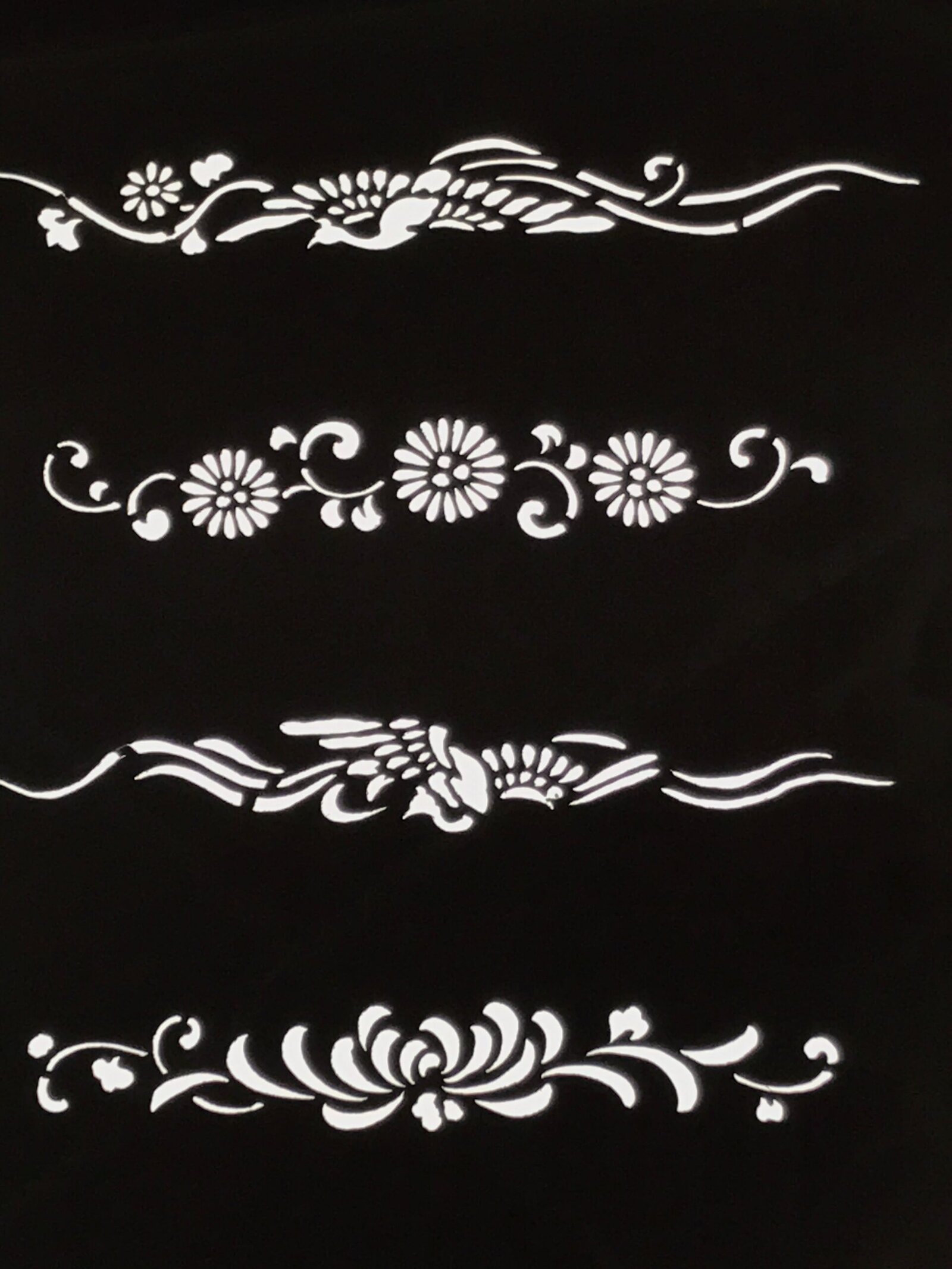 Antique Japanese Katagami Paper Kimono Stencil Katazome Floral Decor Motifs A822