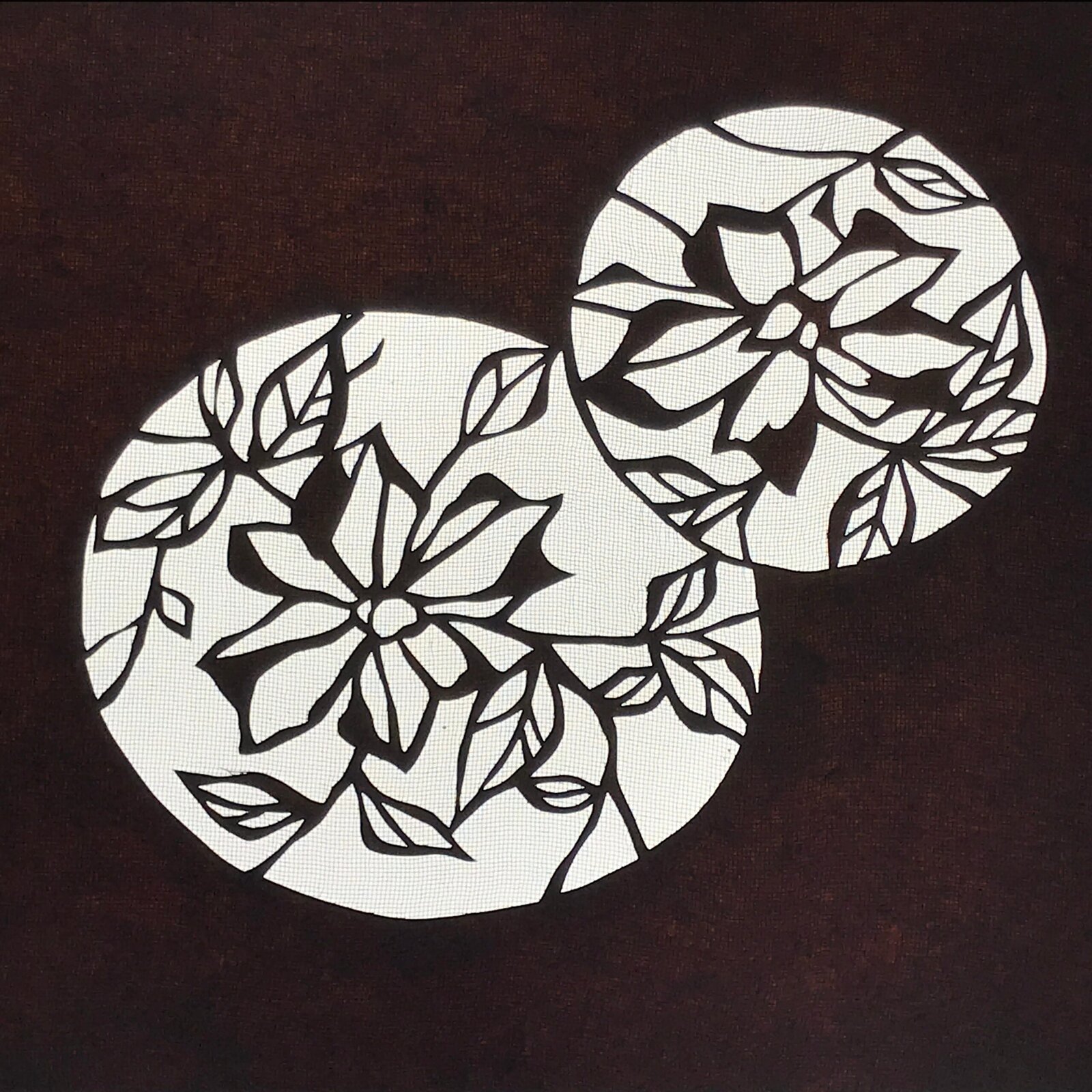 Antique Japanese Katagami Paper Kimono Stencil Katazome Floral Hana Flowers A780