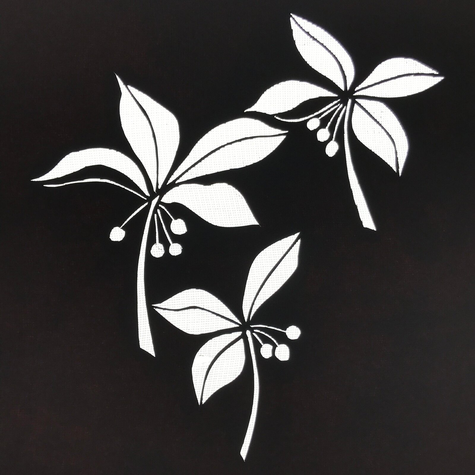 Antique Japanese Katagami Paper Kimono Stencil Katazome Floral Plant Design A767