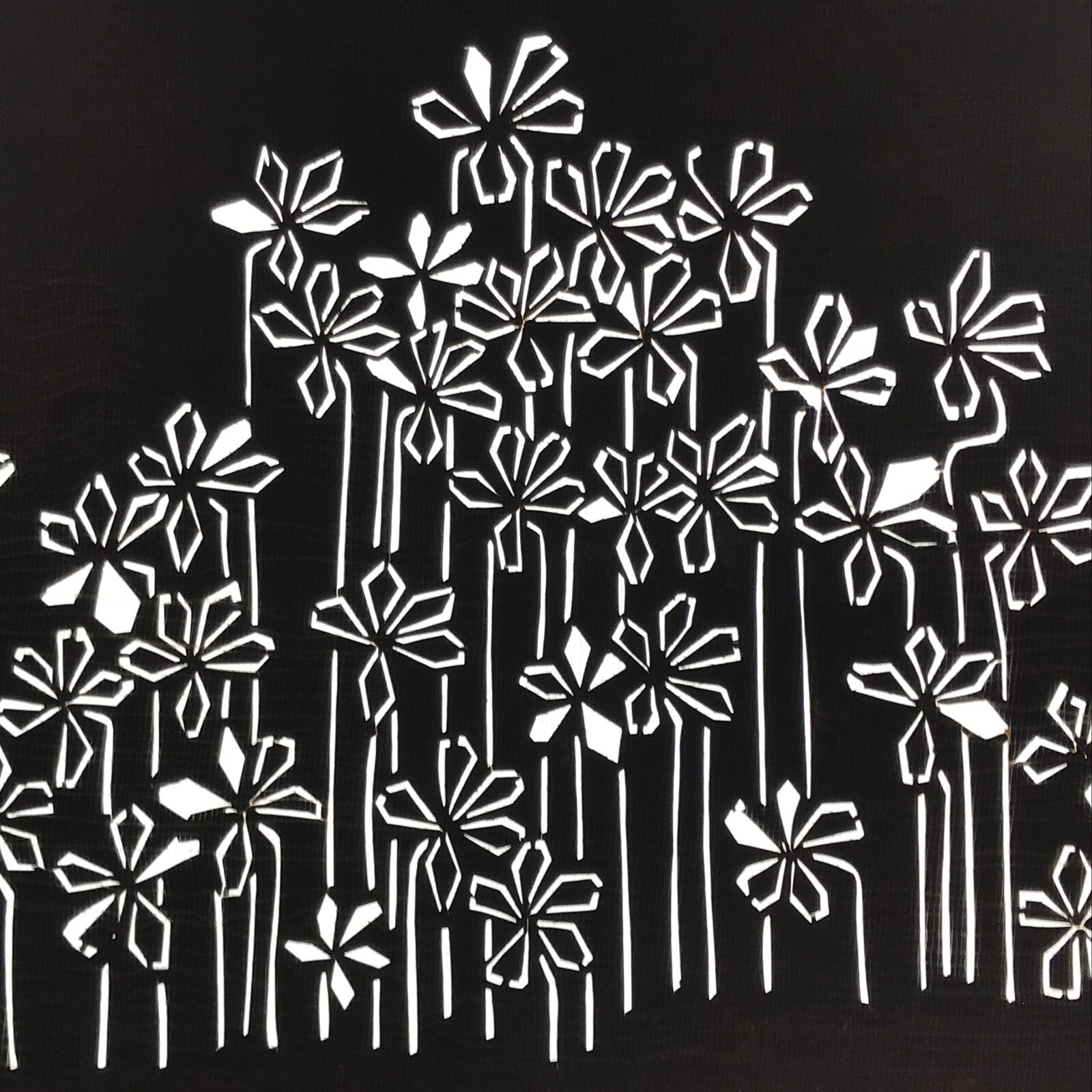 Antique Japanese Katagami Paper Kimono Stencil Katazome Flowers Design A805