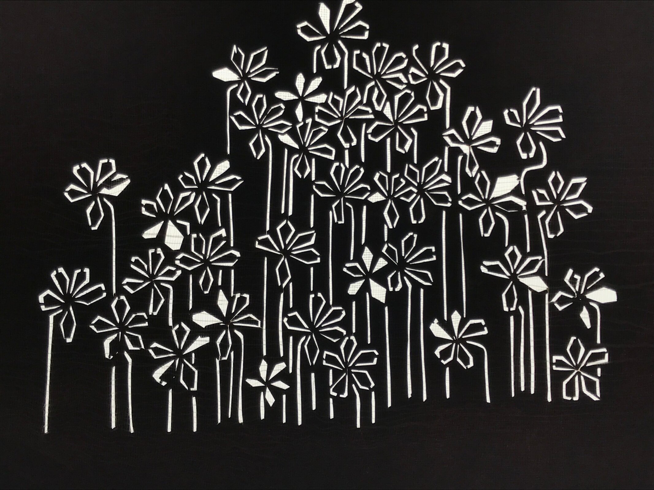 Antique Japanese Katagami Paper Kimono Stencil Katazome Flowers Design A805