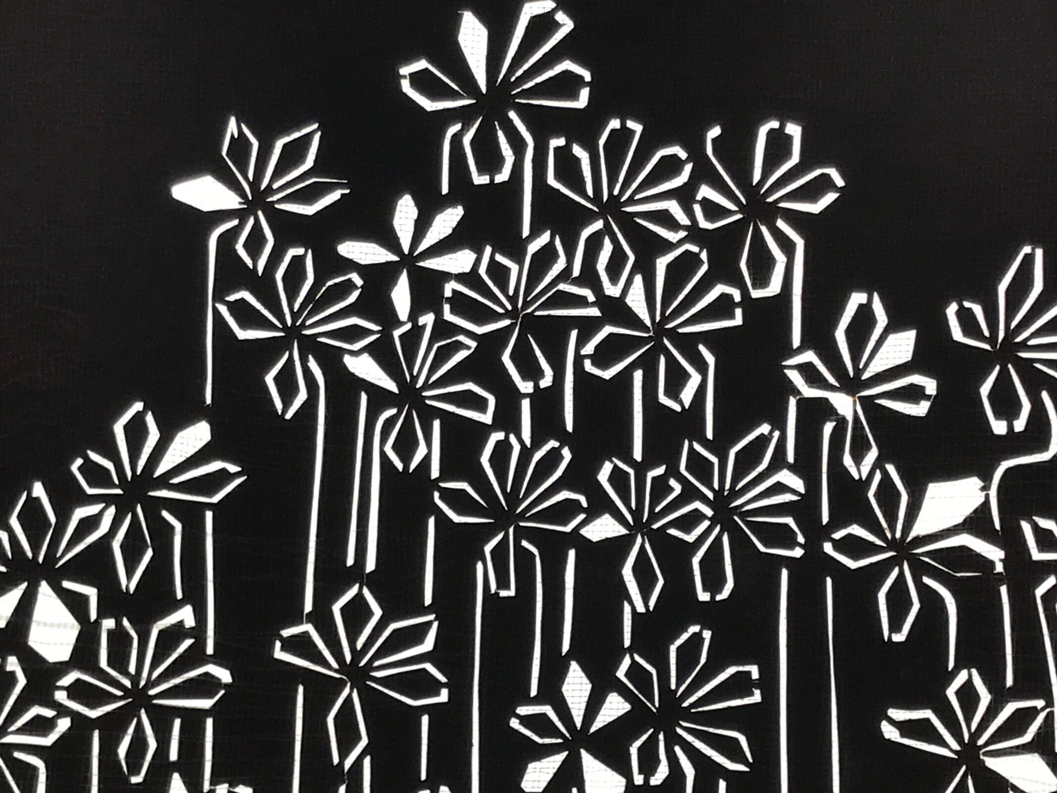 Antique Japanese Katagami Paper Kimono Stencil Katazome Flowers Design A805