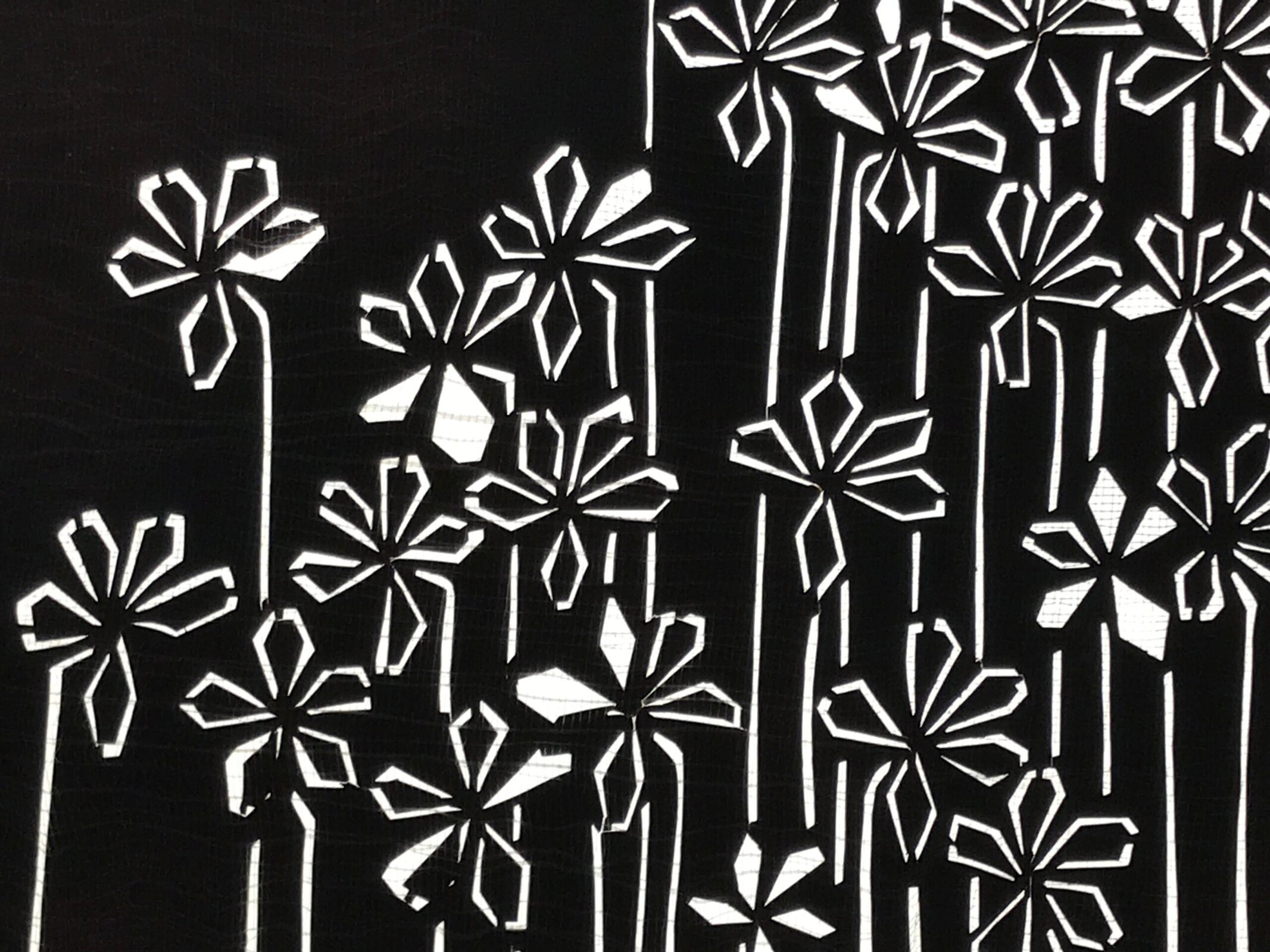 Antique Japanese Katagami Paper Kimono Stencil Katazome Flowers Design A805