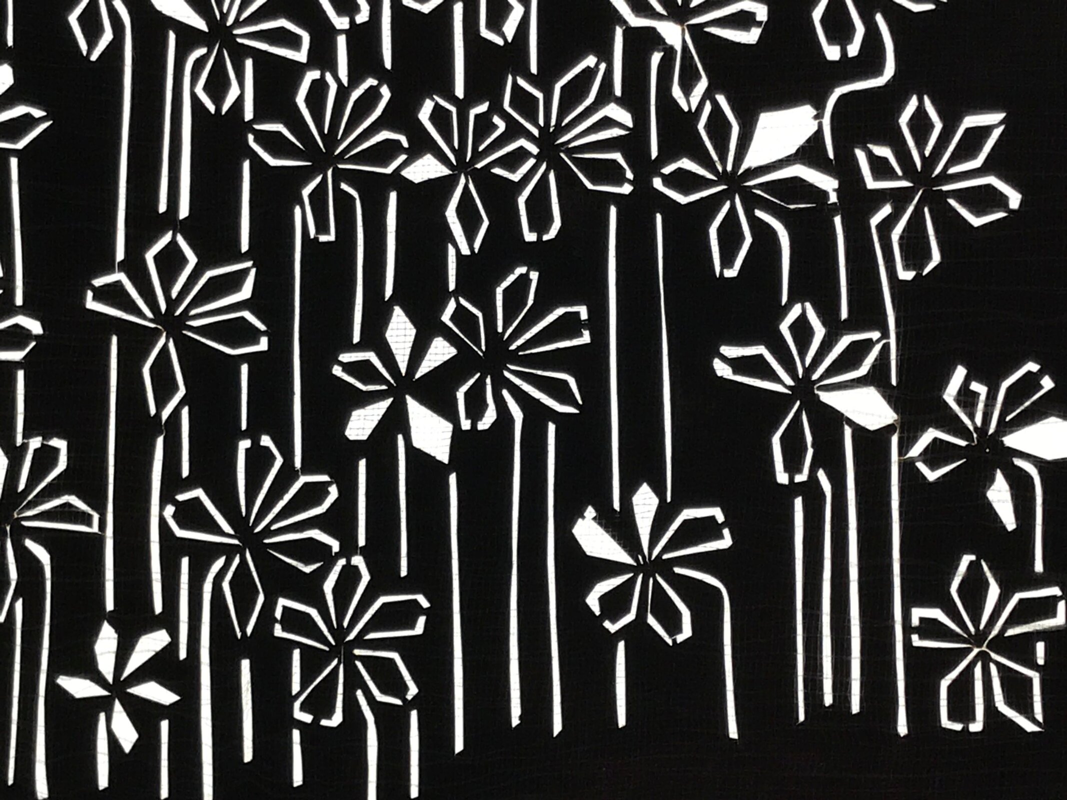 Antique Japanese Katagami Paper Kimono Stencil Katazome Flowers Design A805