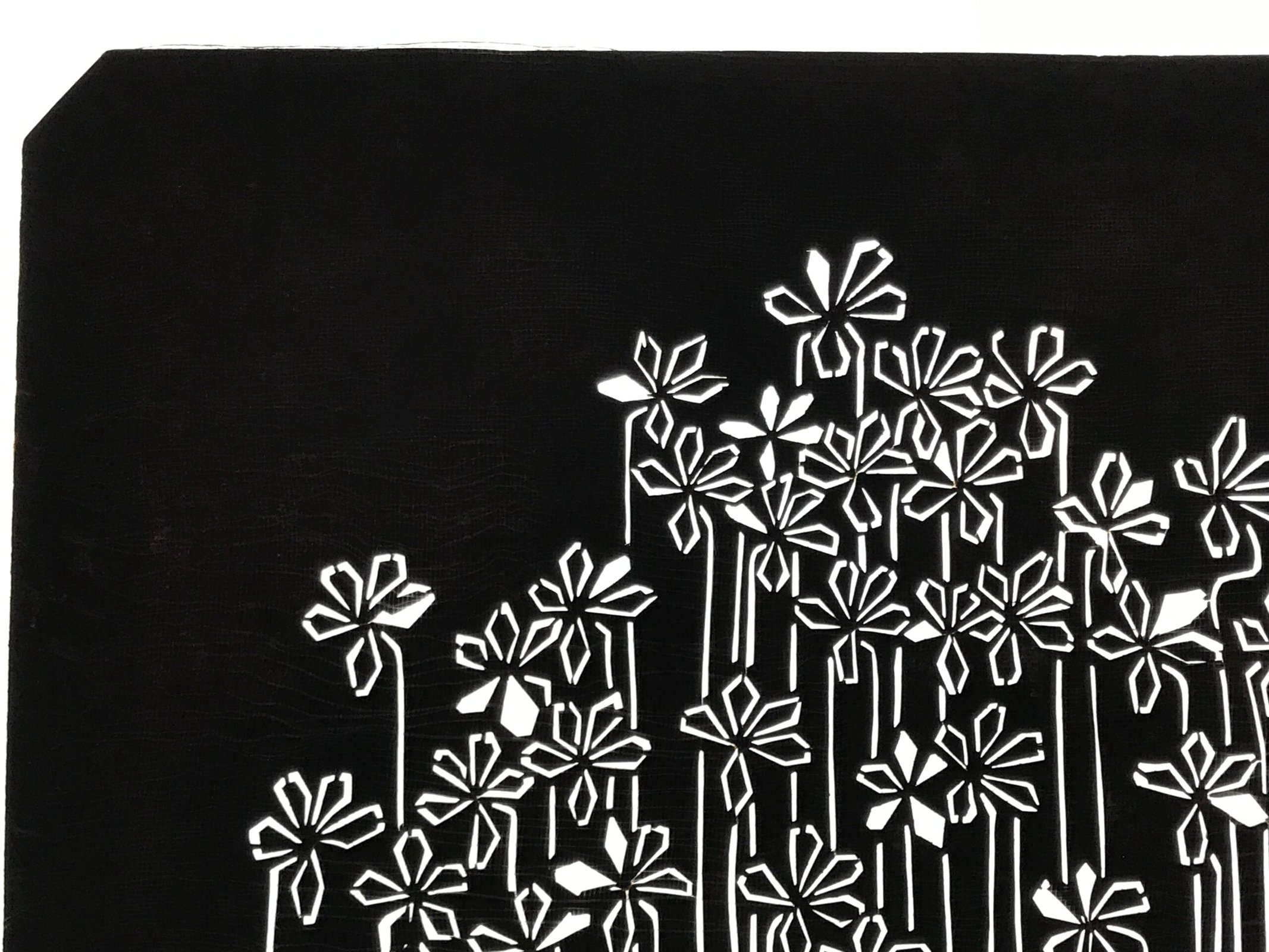 Antique Japanese Katagami Paper Kimono Stencil Katazome Flowers Design A805