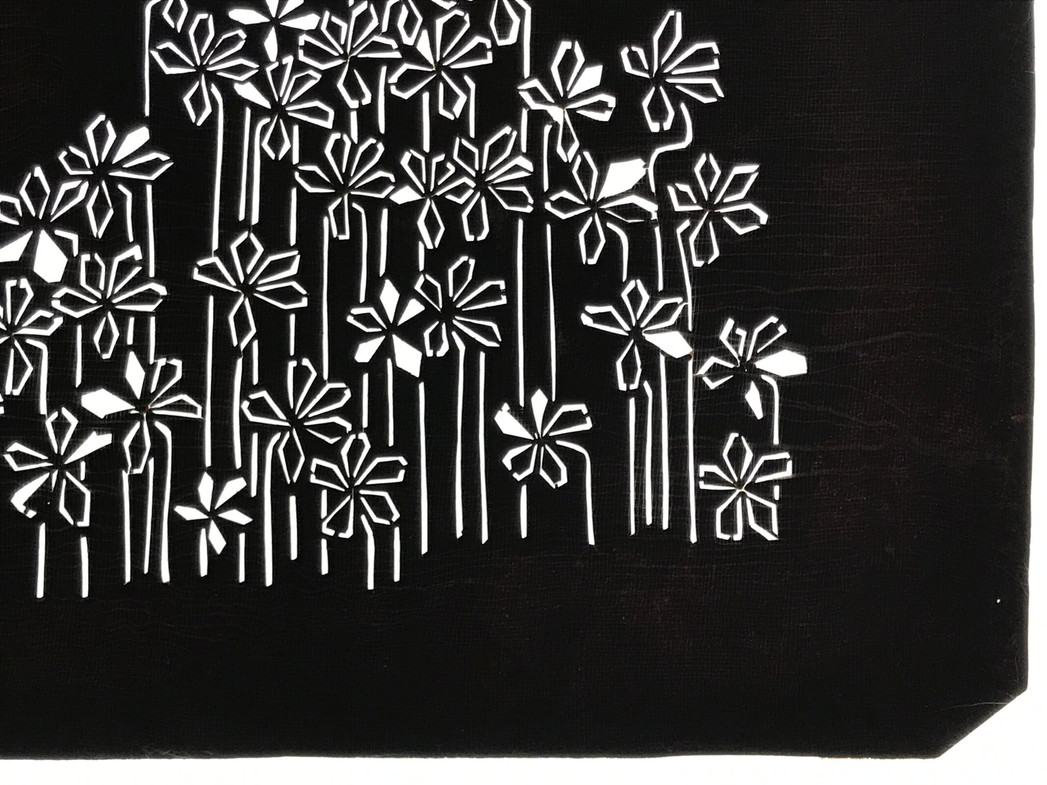 Antique Japanese Katagami Paper Kimono Stencil Katazome Flowers Design A805