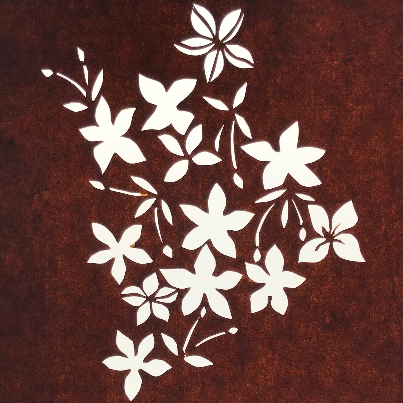 Antique Japanese Katagami Paper Kimono Stencil Katazome Flowers Design A886