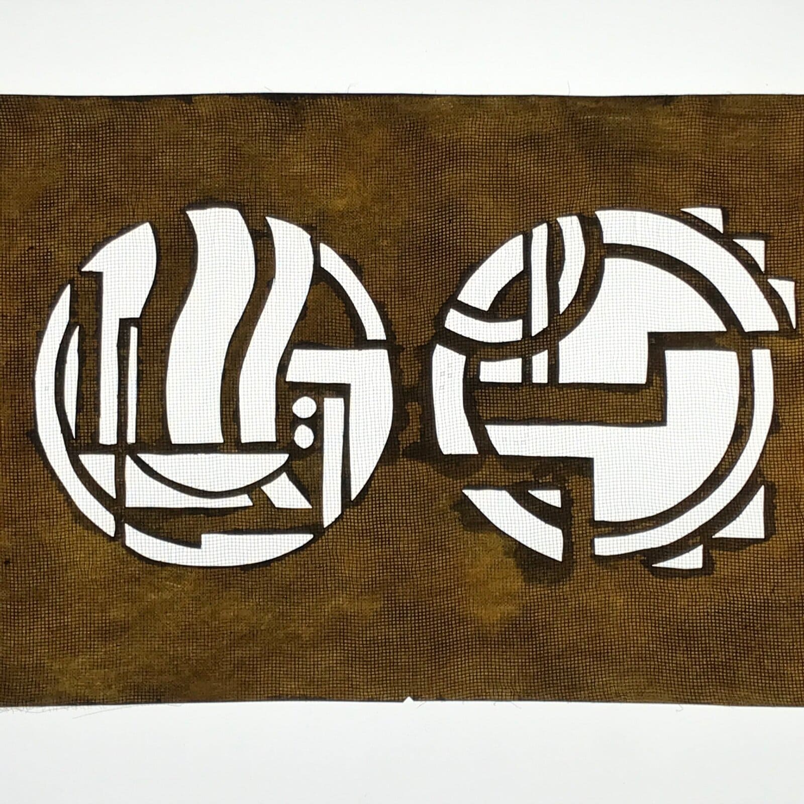 Antique Japanese Katagami Paper Kimono Stencil Katazome Geometric Mon Crest A788