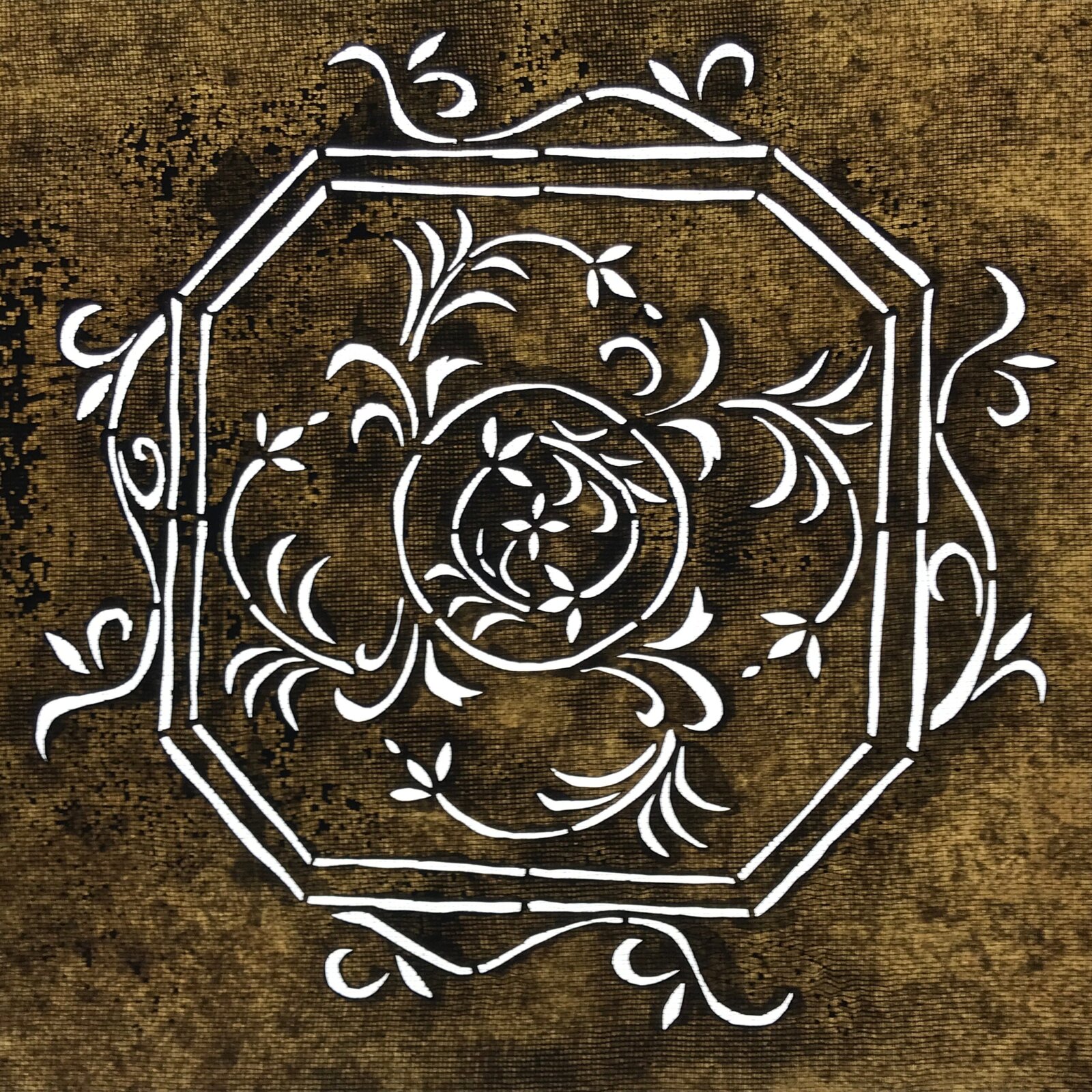 Antique Japanese Katagami Paper Kimono Stencil Katazome Hana Floral Frame A784