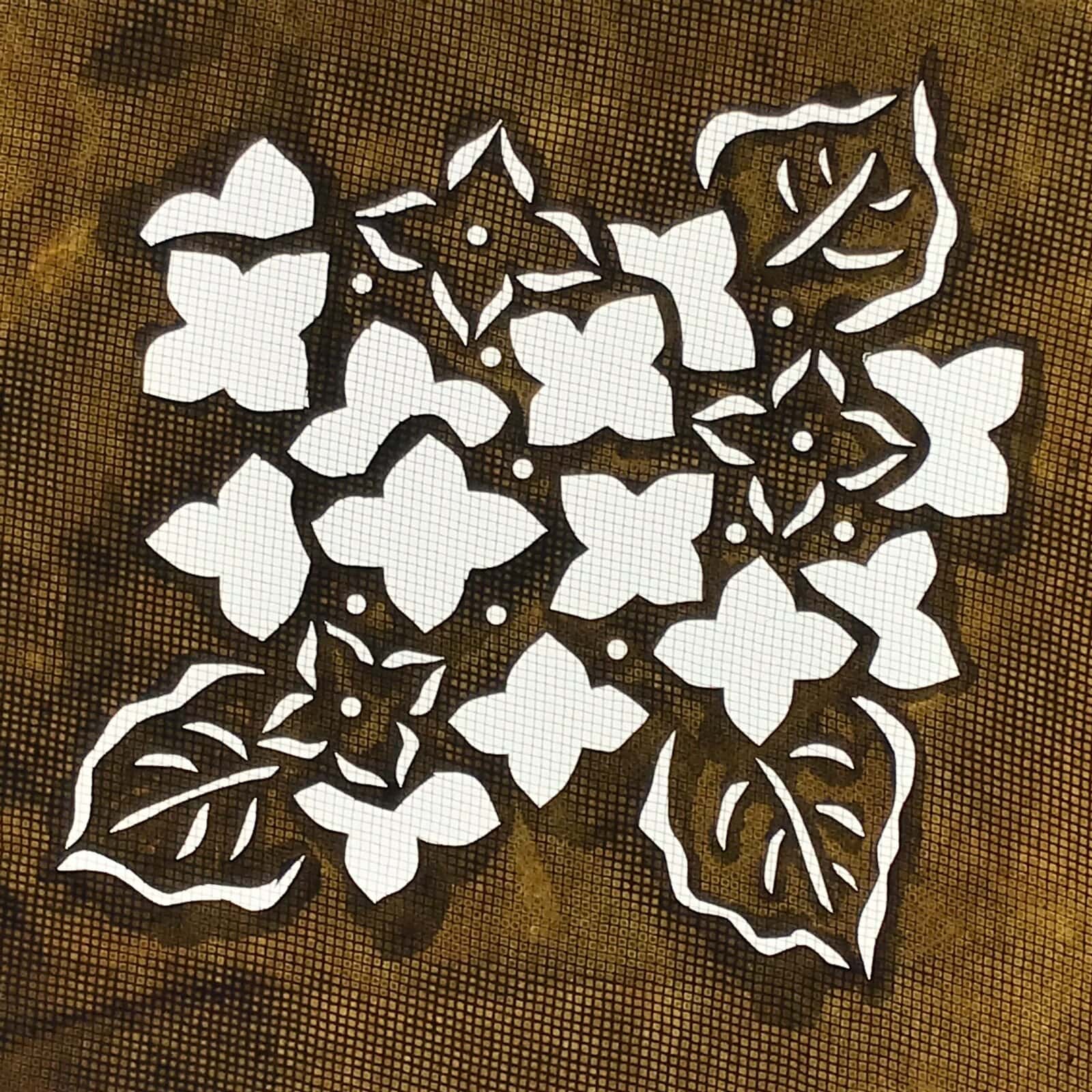 Antique Japanese Katagami Paper Kimono Stencil Katazome Hydrangea Ajisai A787