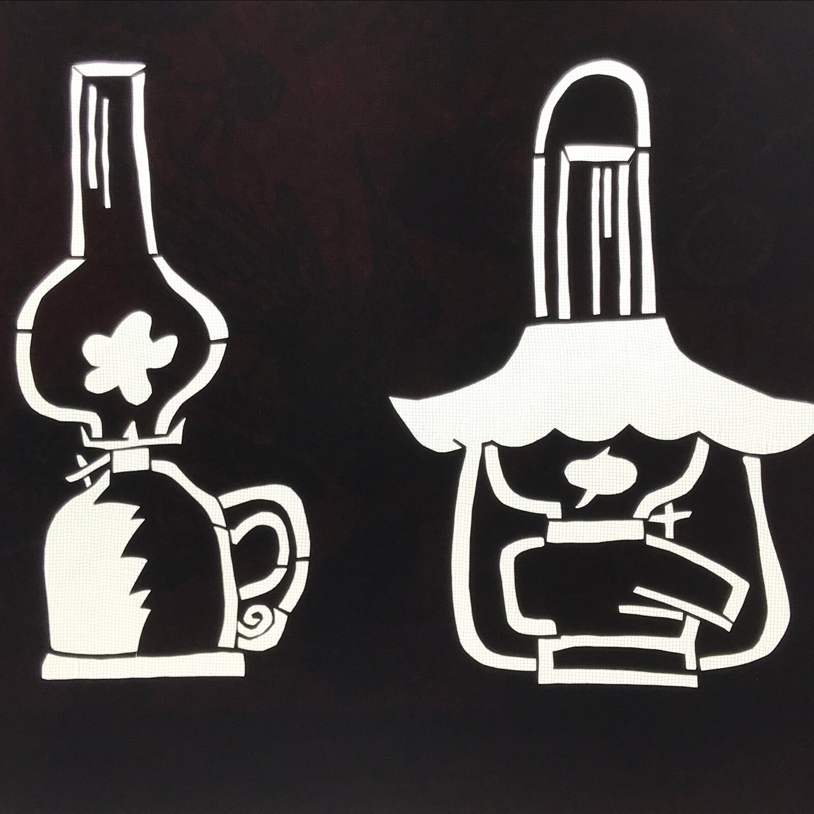 Antique Japanese Katagami Paper Kimono Stencil Katazome Oil Lanterns Lamps A809