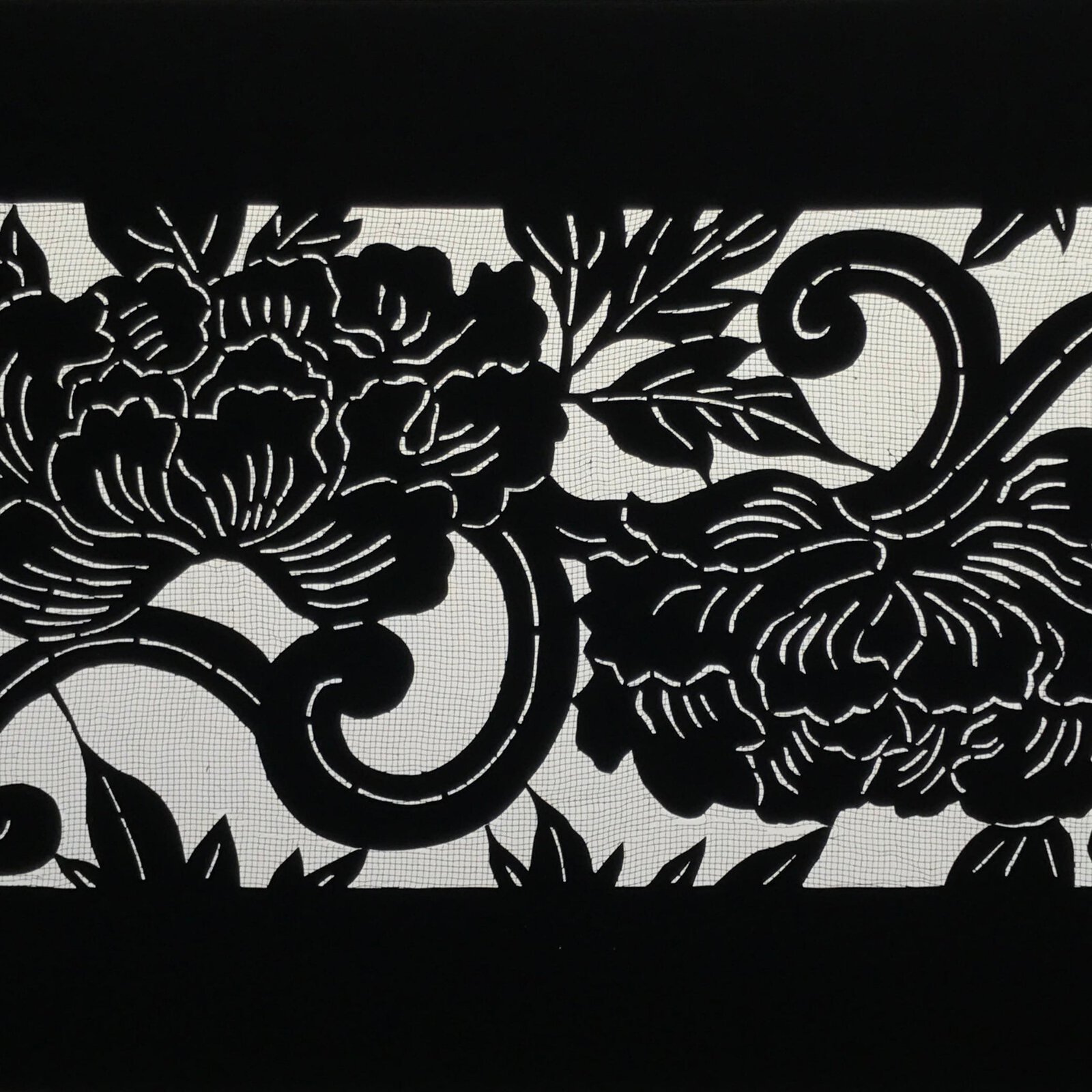 Antique Japanese Katagami Paper Kimono Stencil Katazome Peony Flower Botan A803