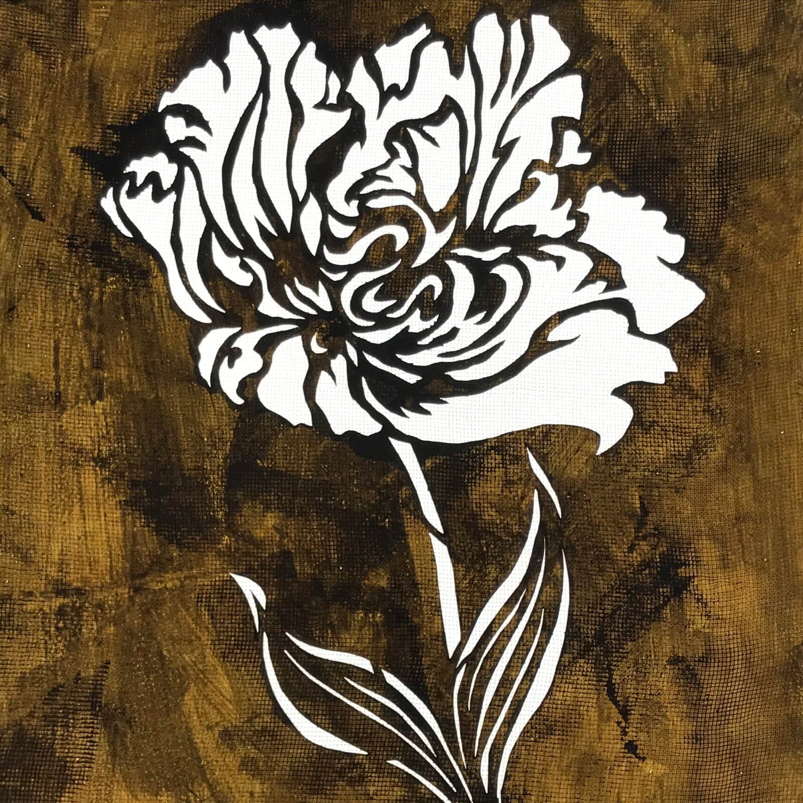 Antique Japanese Katagami Paper Kimono Stencil Katazome Peony Flower Design A761