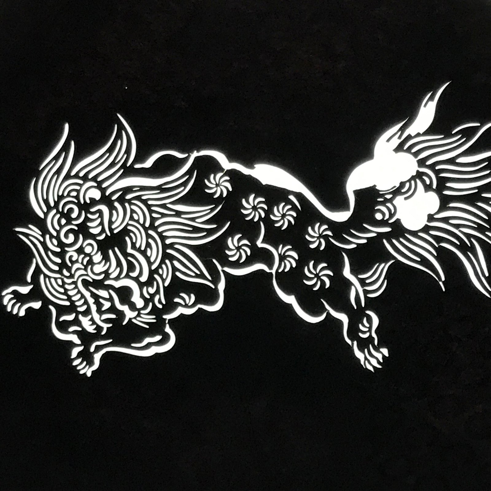 Antique Japanese Katagami Paper Kimono Stencil Katazome Shishi Lion Dog A889