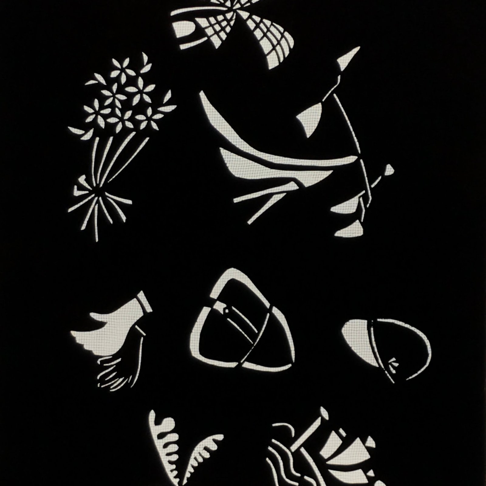 Antique Japanese Katagami Paper Kimono Stencil Katazome Travel Theme Design A802