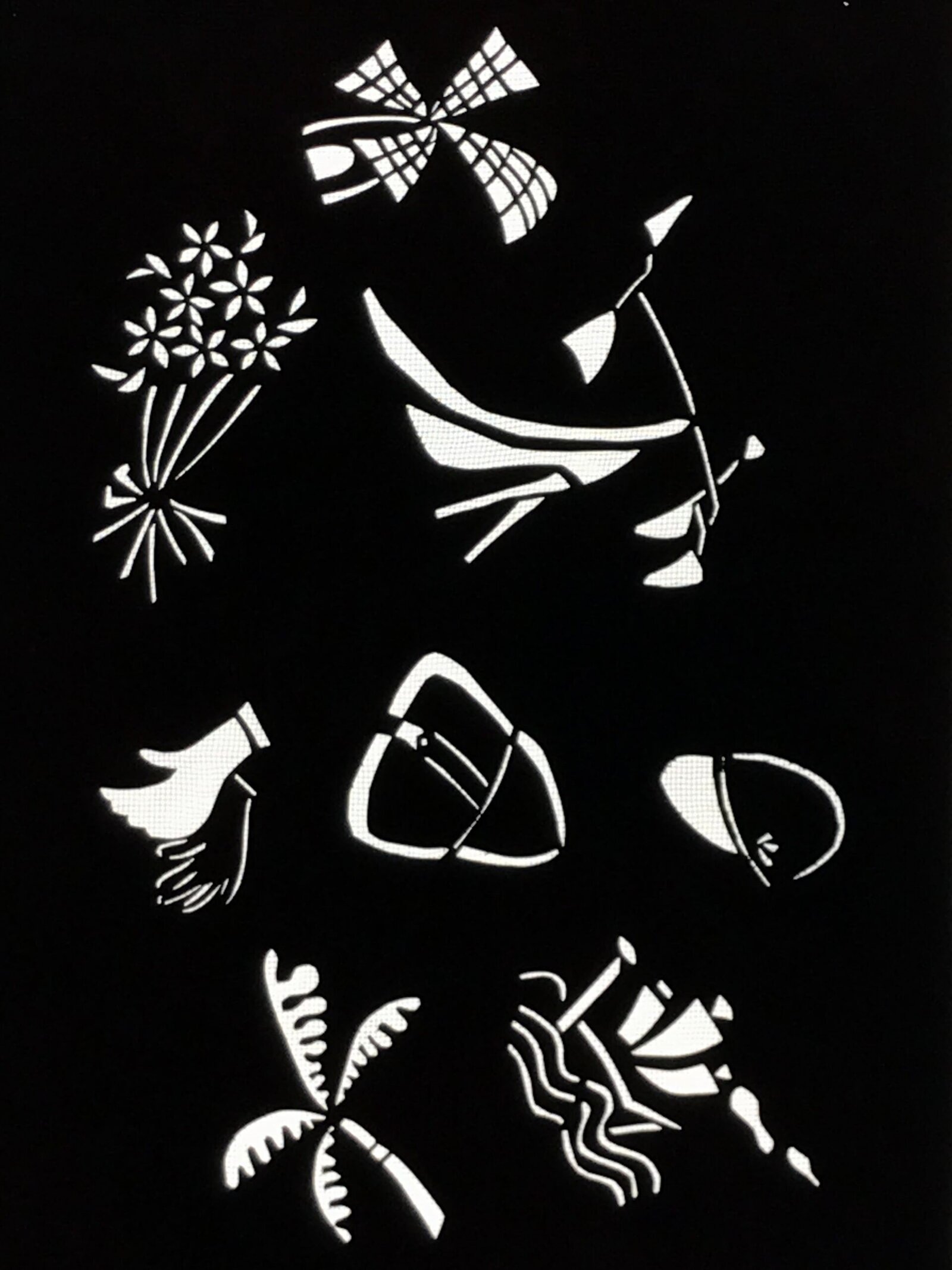 Antique Japanese Katagami Paper Kimono Stencil Katazome Travel Theme Design A802