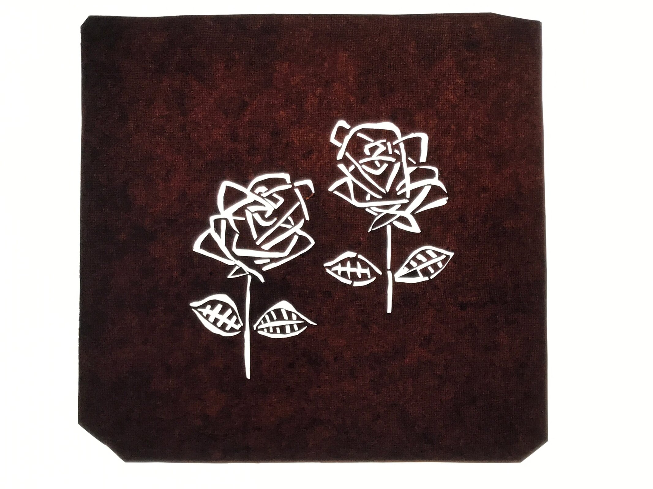 Antique Japanese Katagami Paper Kimono Stencil Katazome Two Roses Bara A797