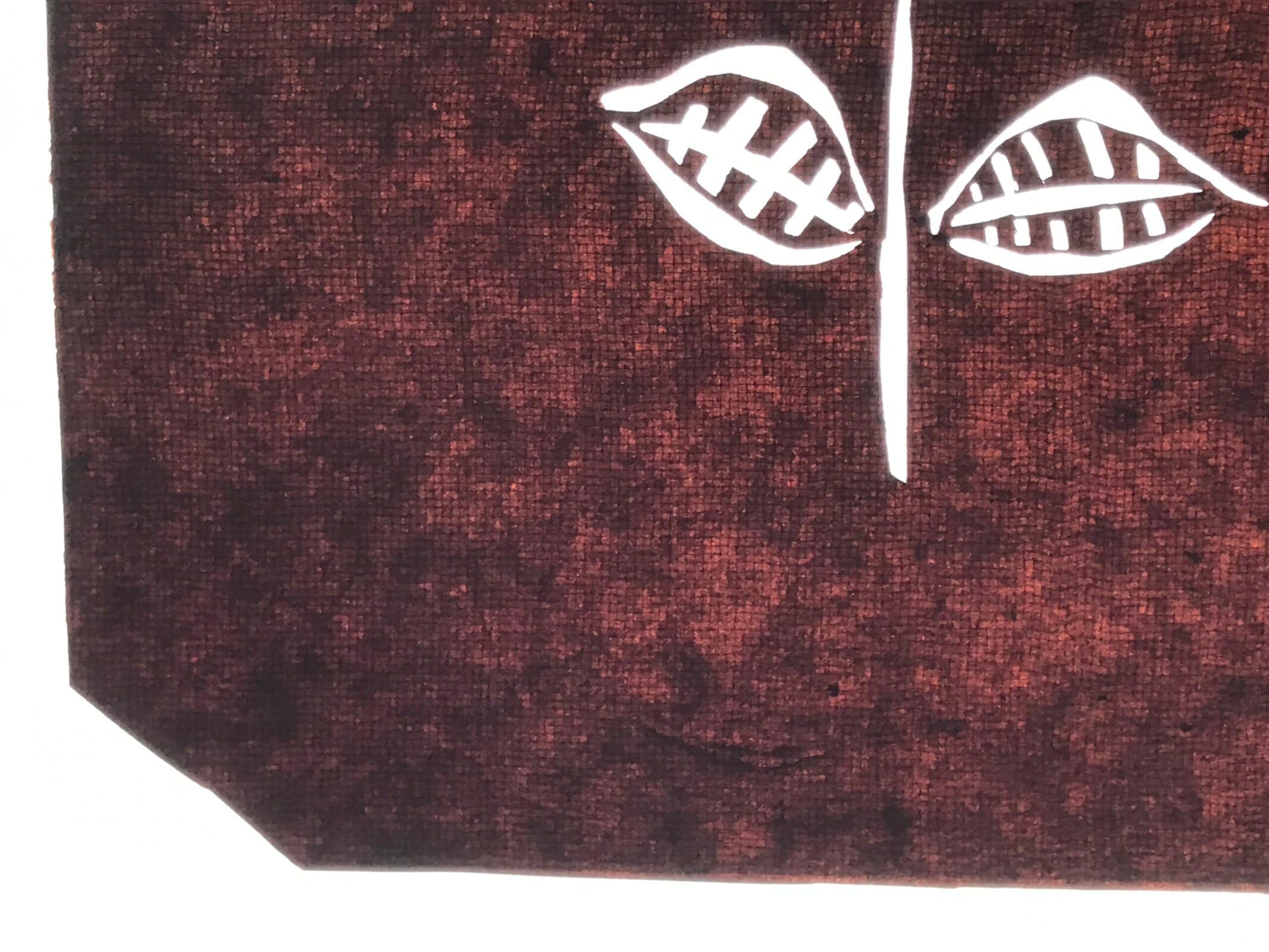 Antique Japanese Katagami Paper Kimono Stencil Katazome Two Roses Bara A797