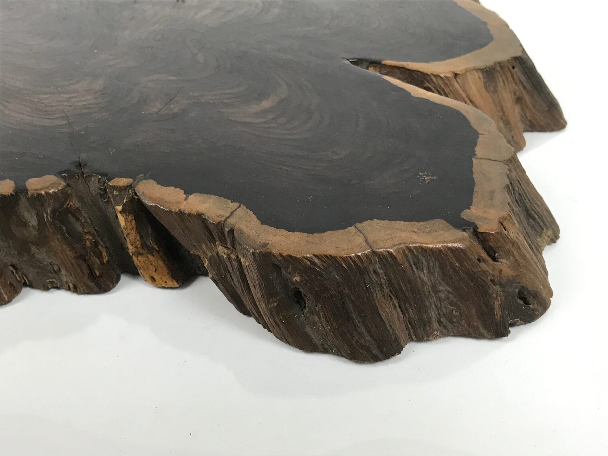 Antique Japanese Wooden Flower Vase Stand Unique Kadai Board Ikebana Brown WT599