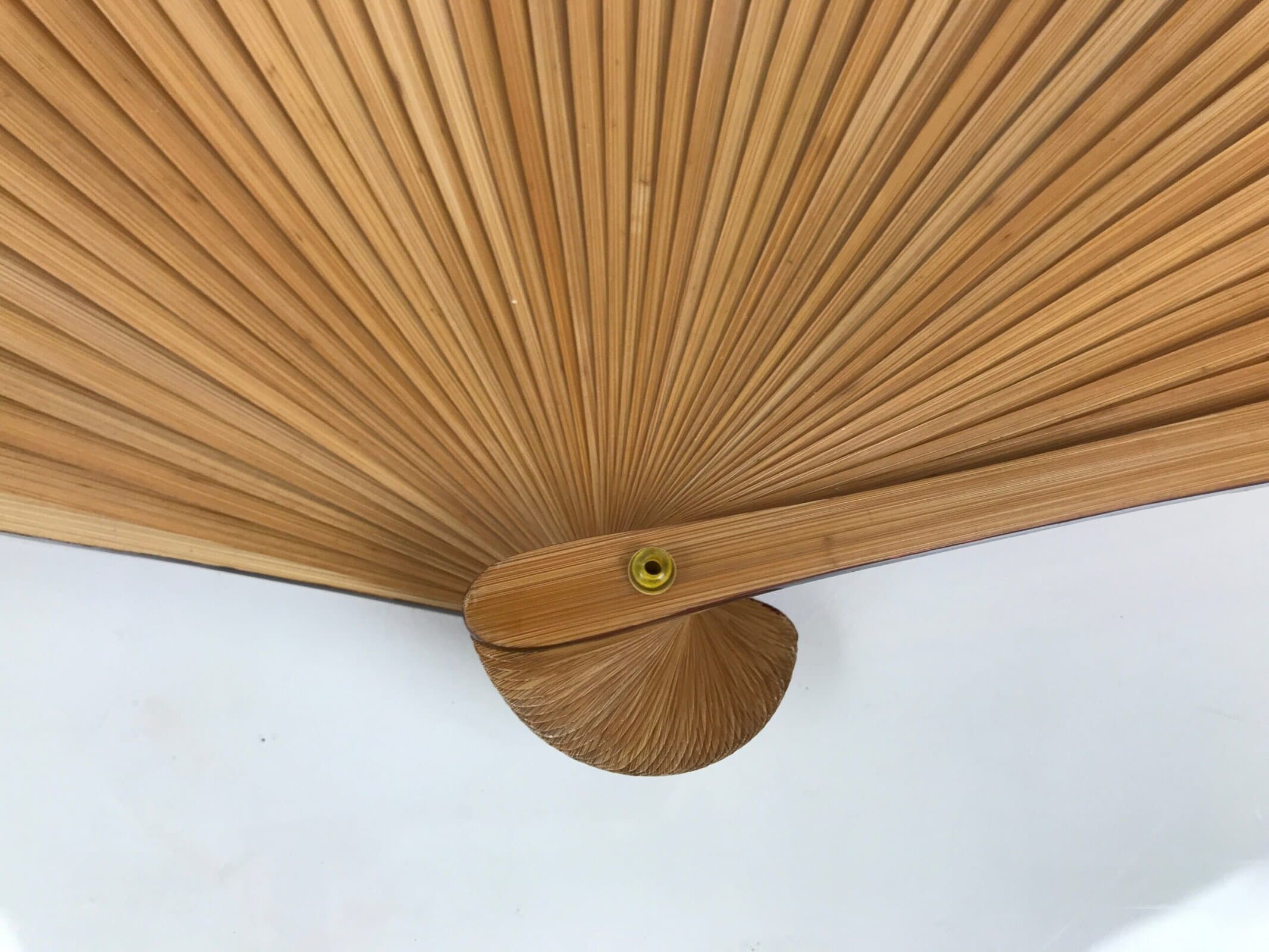 Japanese Paper Folding Fan Sensu Vtg Bamboo Frame Black Silver Brown Wave 5D41 - Image 11