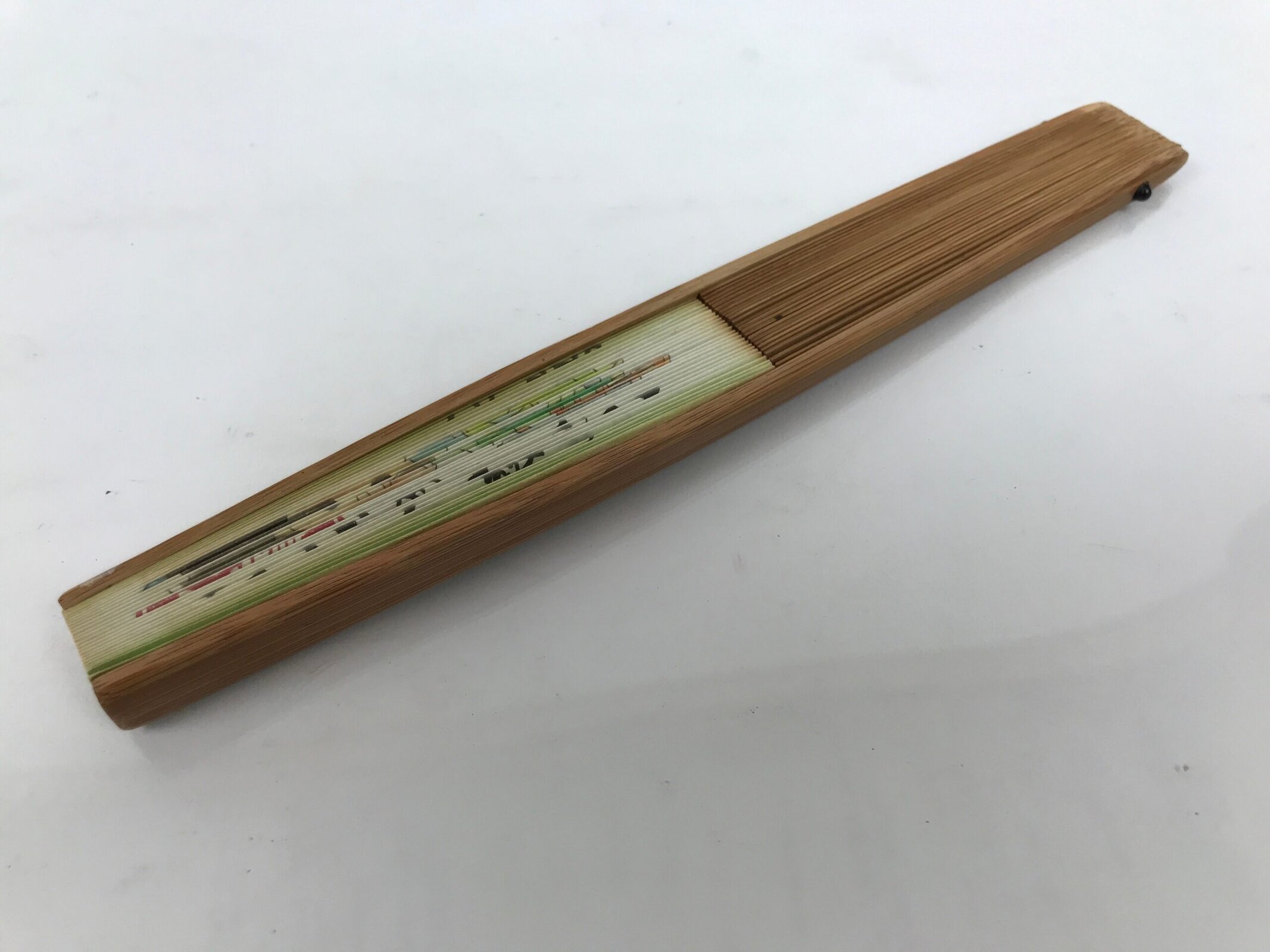 Japanese Paper Folding Fan Sensu Bamboo Frame Green JAF Senryu Haiku Poem 5D42 - Image 12