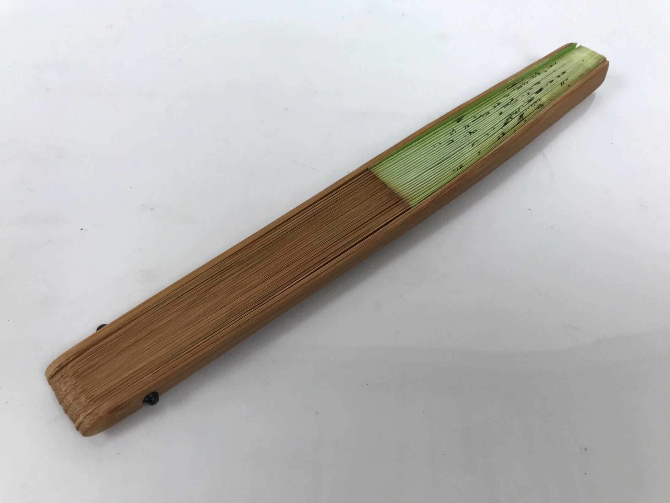 Japanese Paper Folding Fan Sensu Bamboo Frame Green JAF Senryu Haiku Poem 5D42 - Image 13