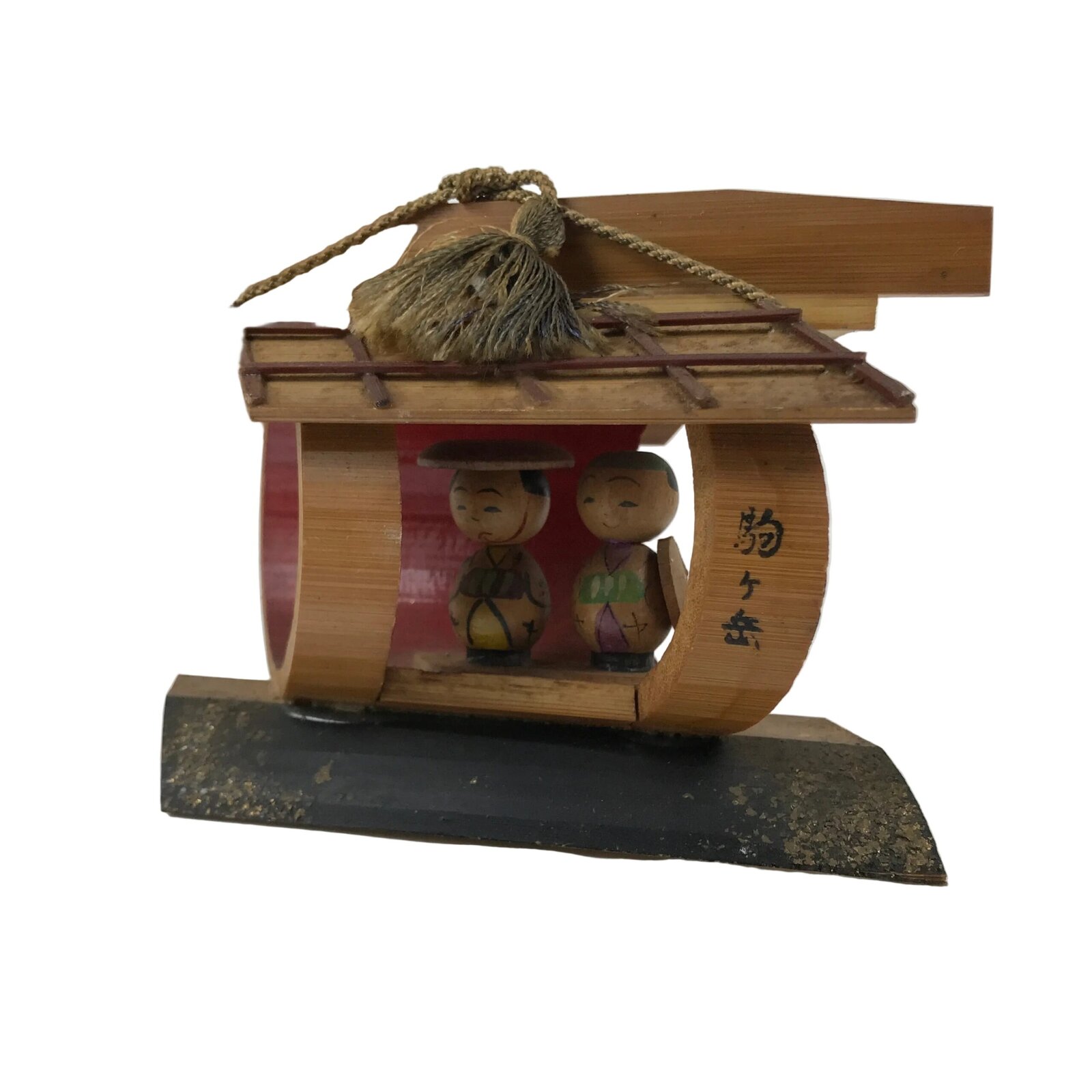 Japanese Bamboo Kokeshi Doll Vtg Kimono Figurine Palanquin Komagatake KF828