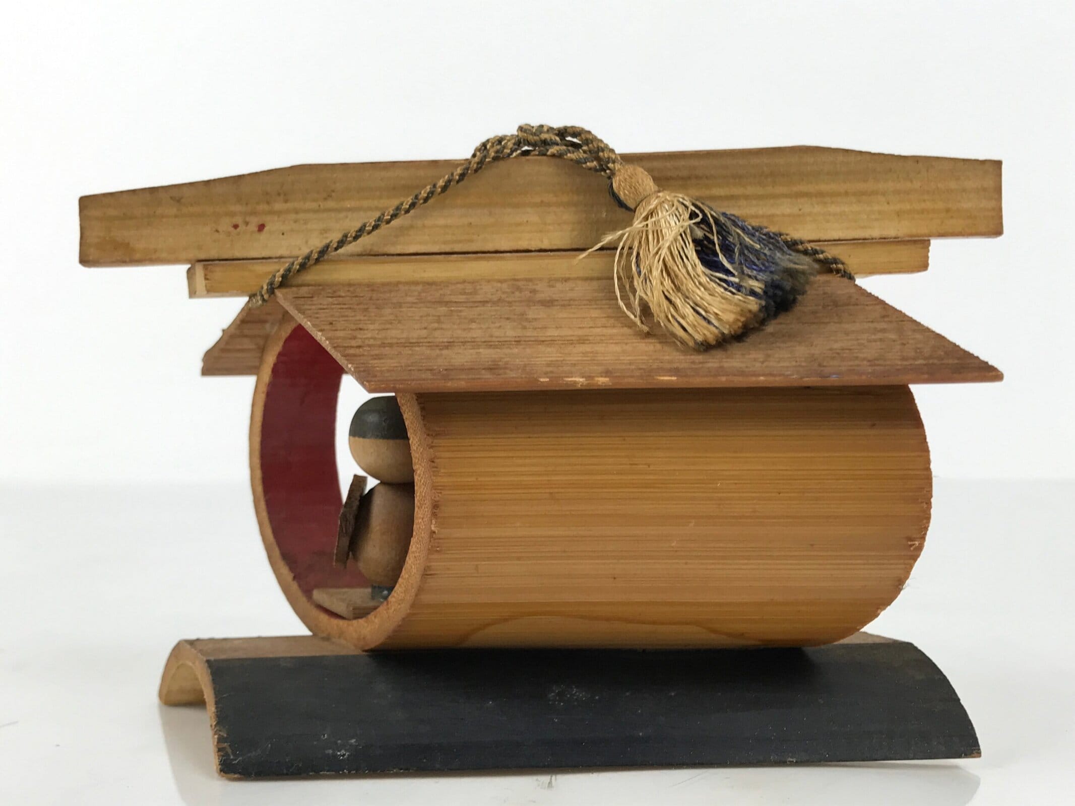 Japanese Bamboo Kokeshi Doll Vtg Kimono Figurine Palanquin Komagatake KF828