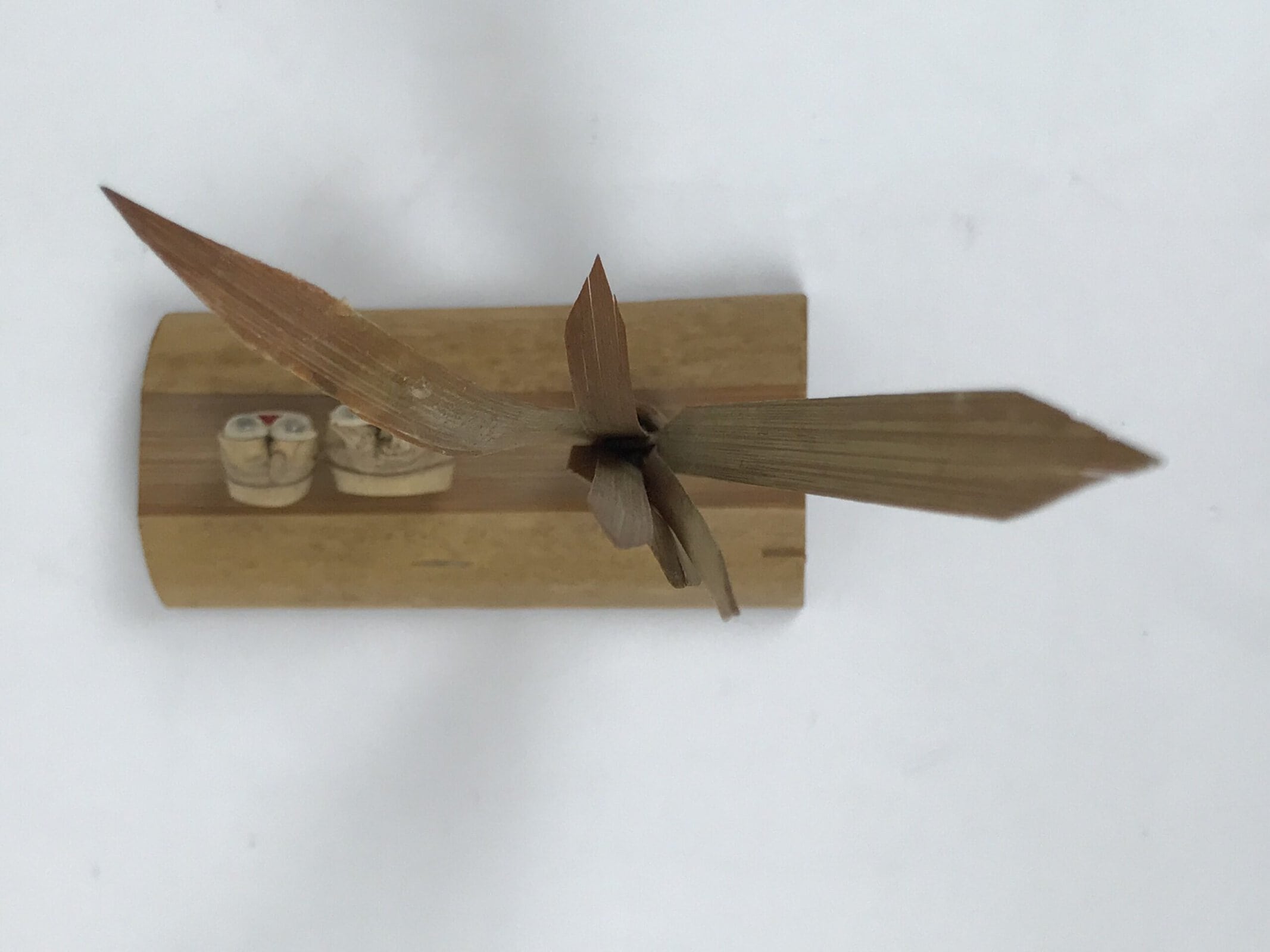 Japanese Bamboo Kokeshi Grass Vtg Singing Frogs Figurine Handcrafted Brown KF801