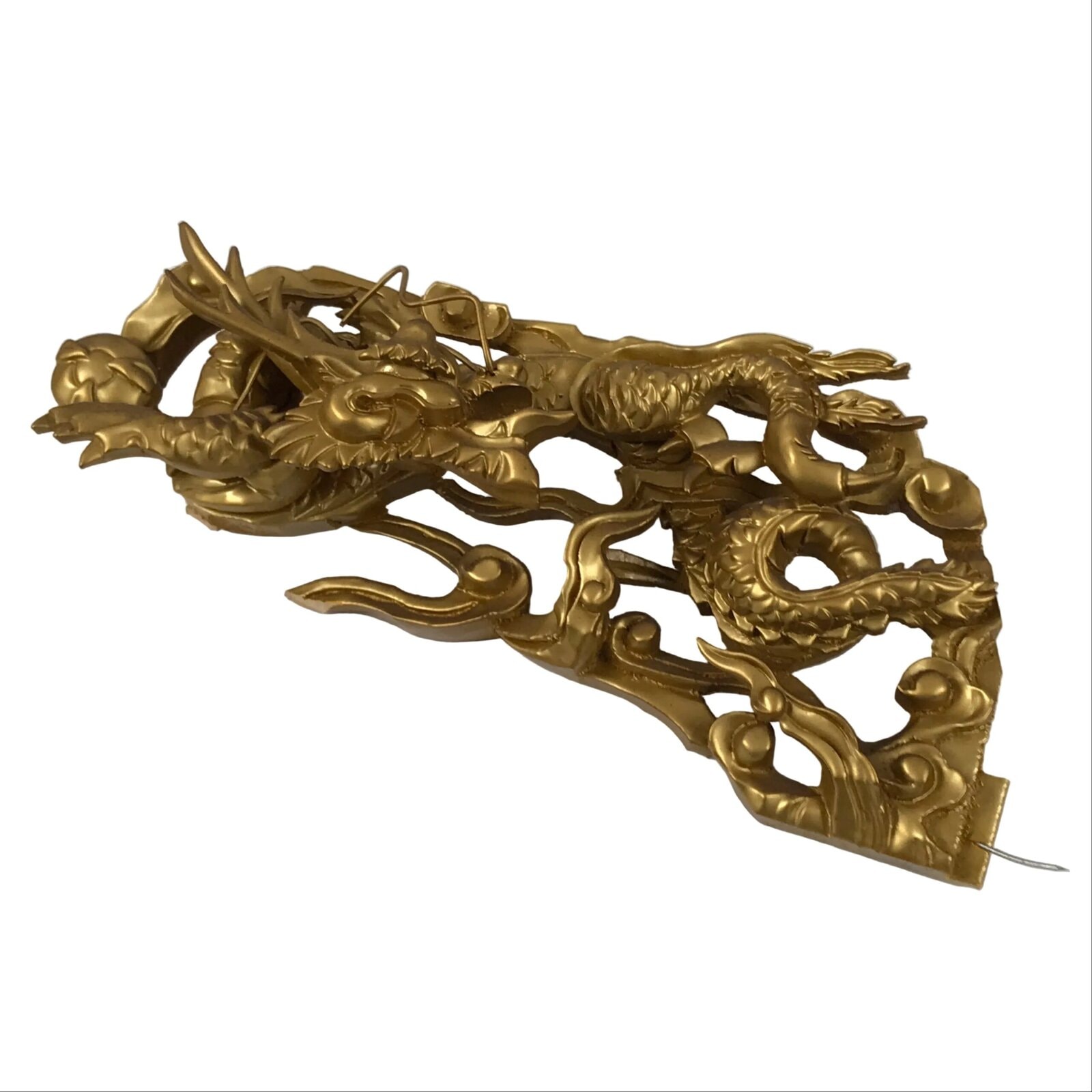 Japanese Buddhist Altar Carved Wooden Dragon Vtg Butsudan Spare Part Gold BP3