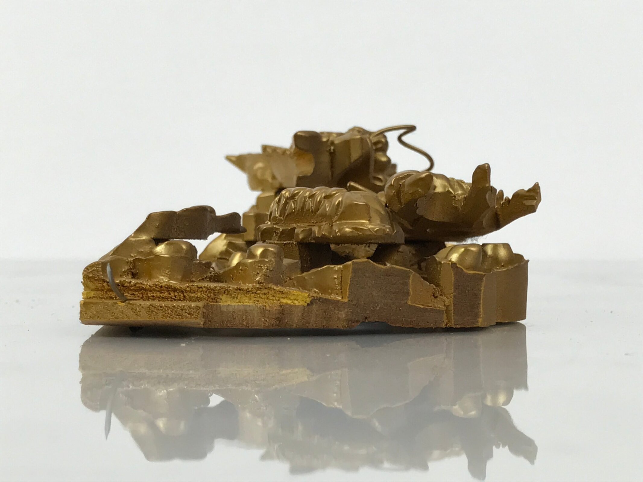 Japanese Buddhist Altar Carved Wooden Dragon Vtg Butsudan Spare Part Gold BP3