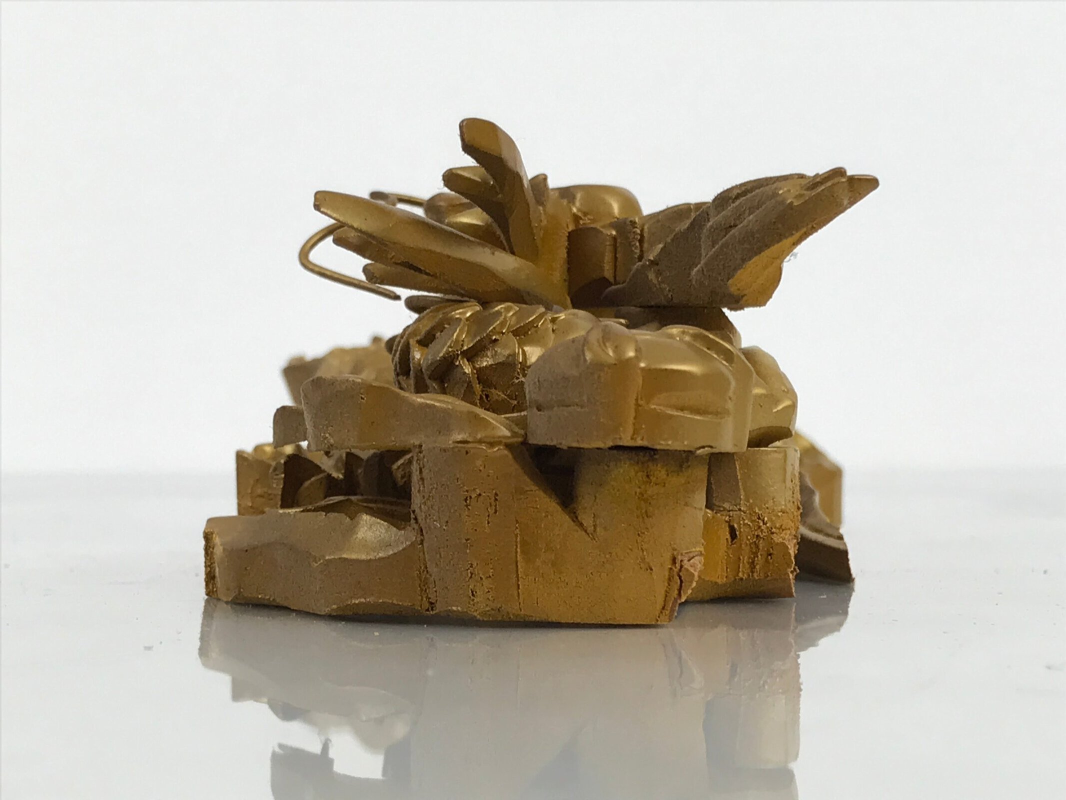 Japanese Buddhist Altar Carved Wooden Dragon Vtg Butsudan Spare Part Gold BP3