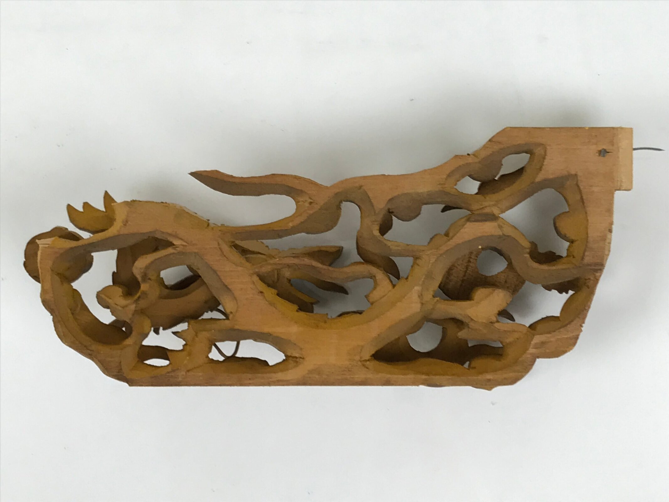 Japanese Buddhist Altar Carved Wooden Dragon Vtg Butsudan Spare Part Gold BP3