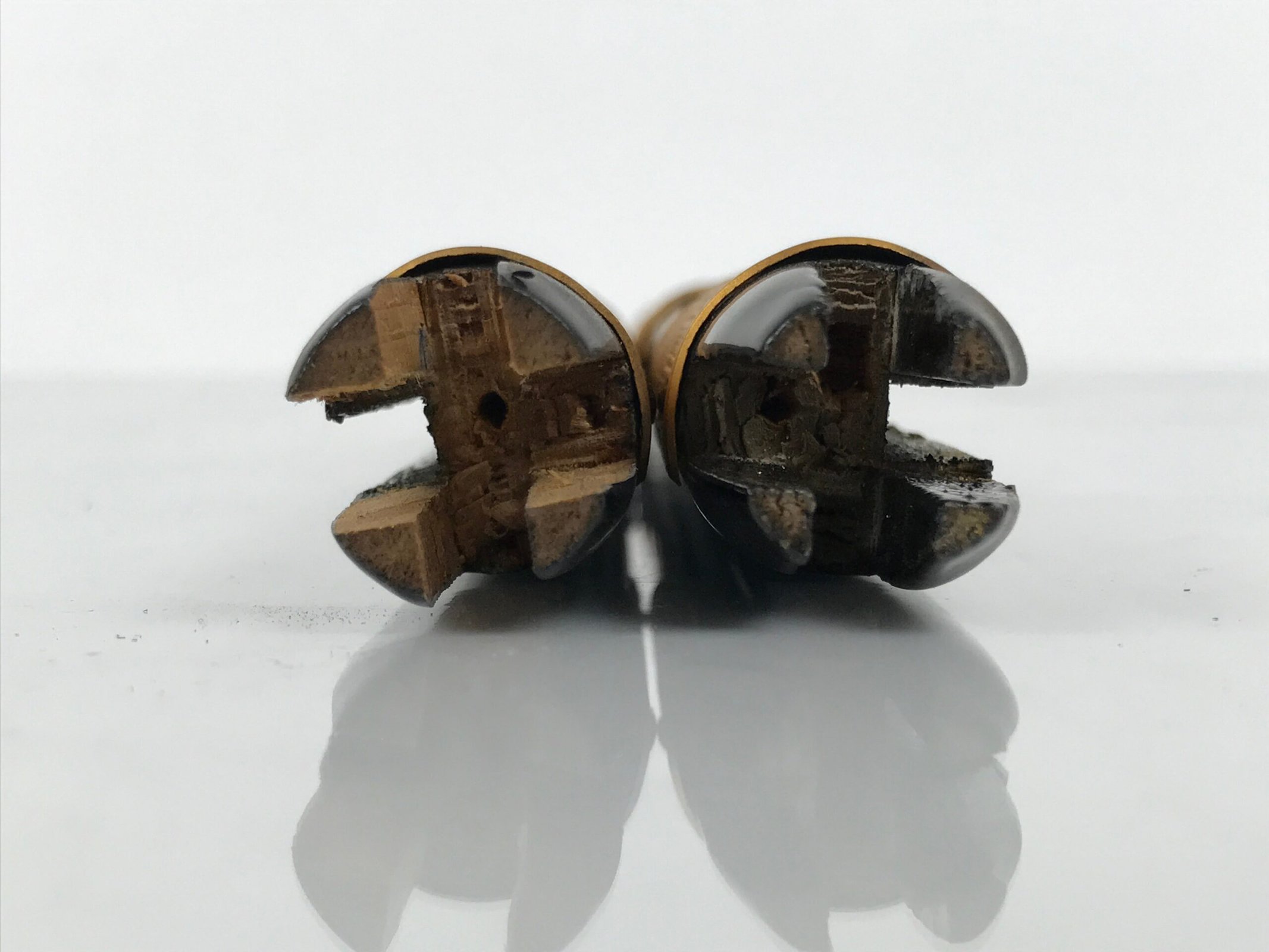 Japanese Buddhist Altar Decorative Lacquer Pillars 2pc Butsudan Parts Gold BP17